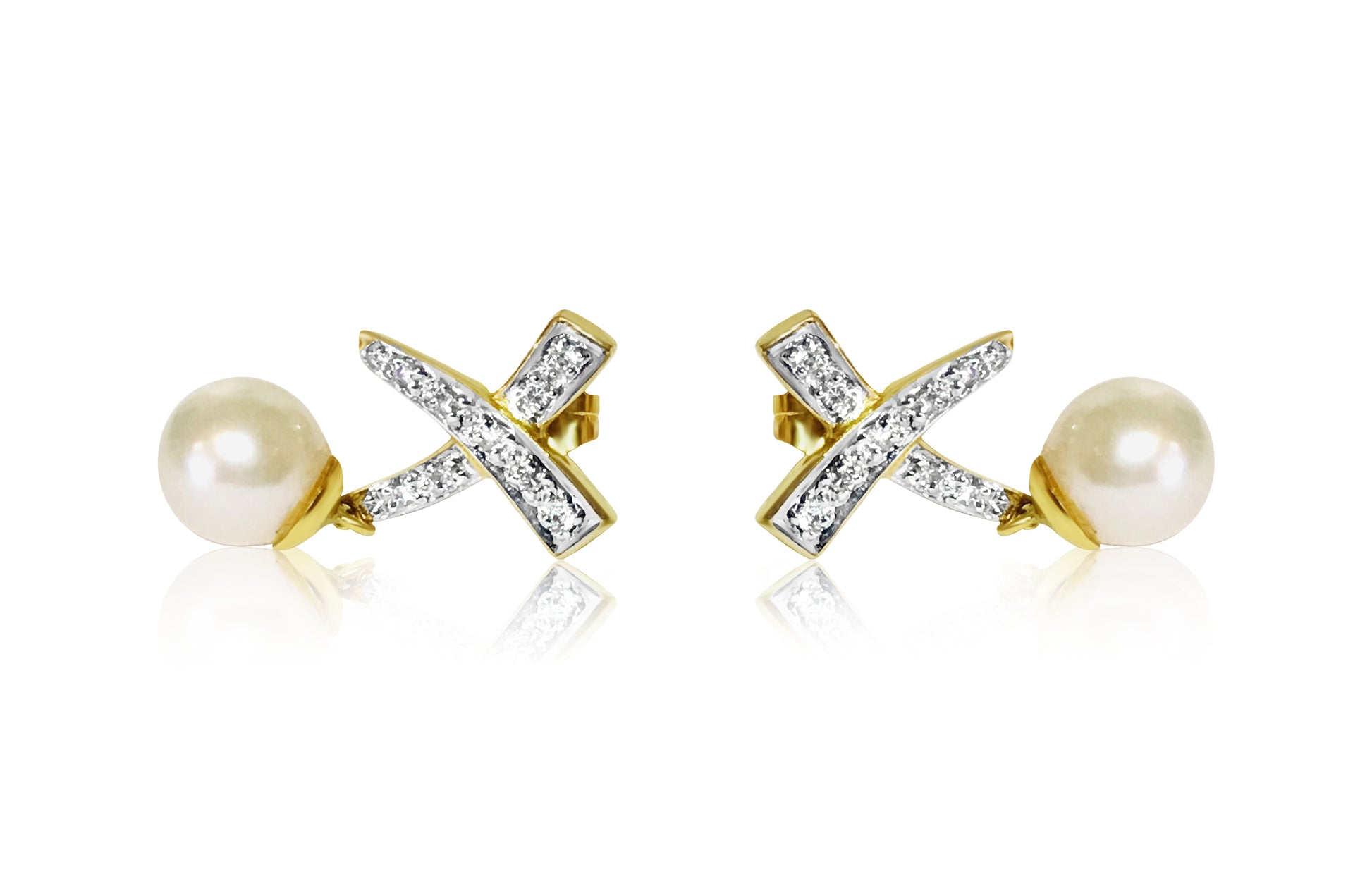 18K, 0.65 CT diamond & pearl; earrings & pendant set - Pristine Diamonds