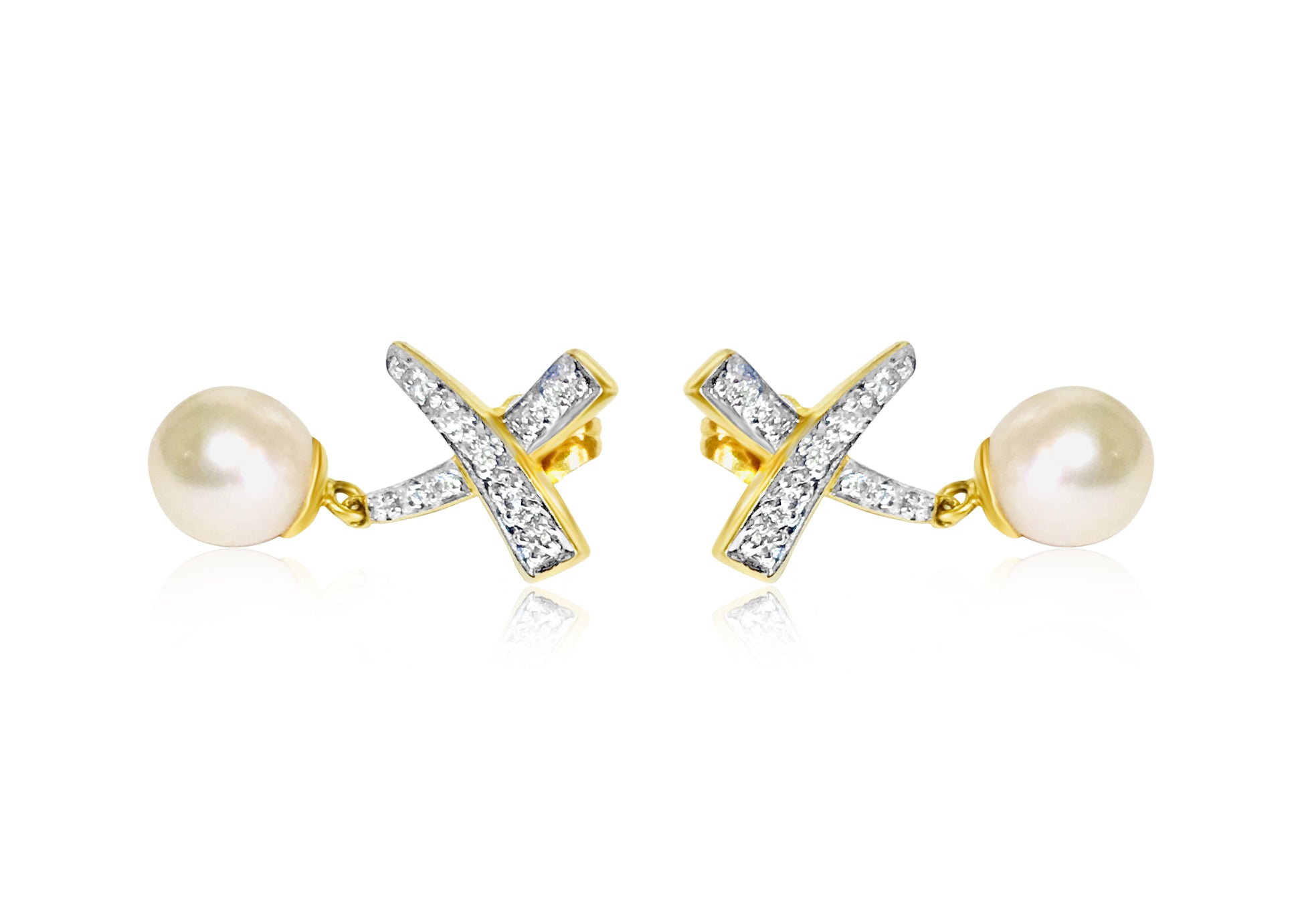 18K, 0.65 CT diamond & pearl; earrings & pendant set - Pristine Diamonds