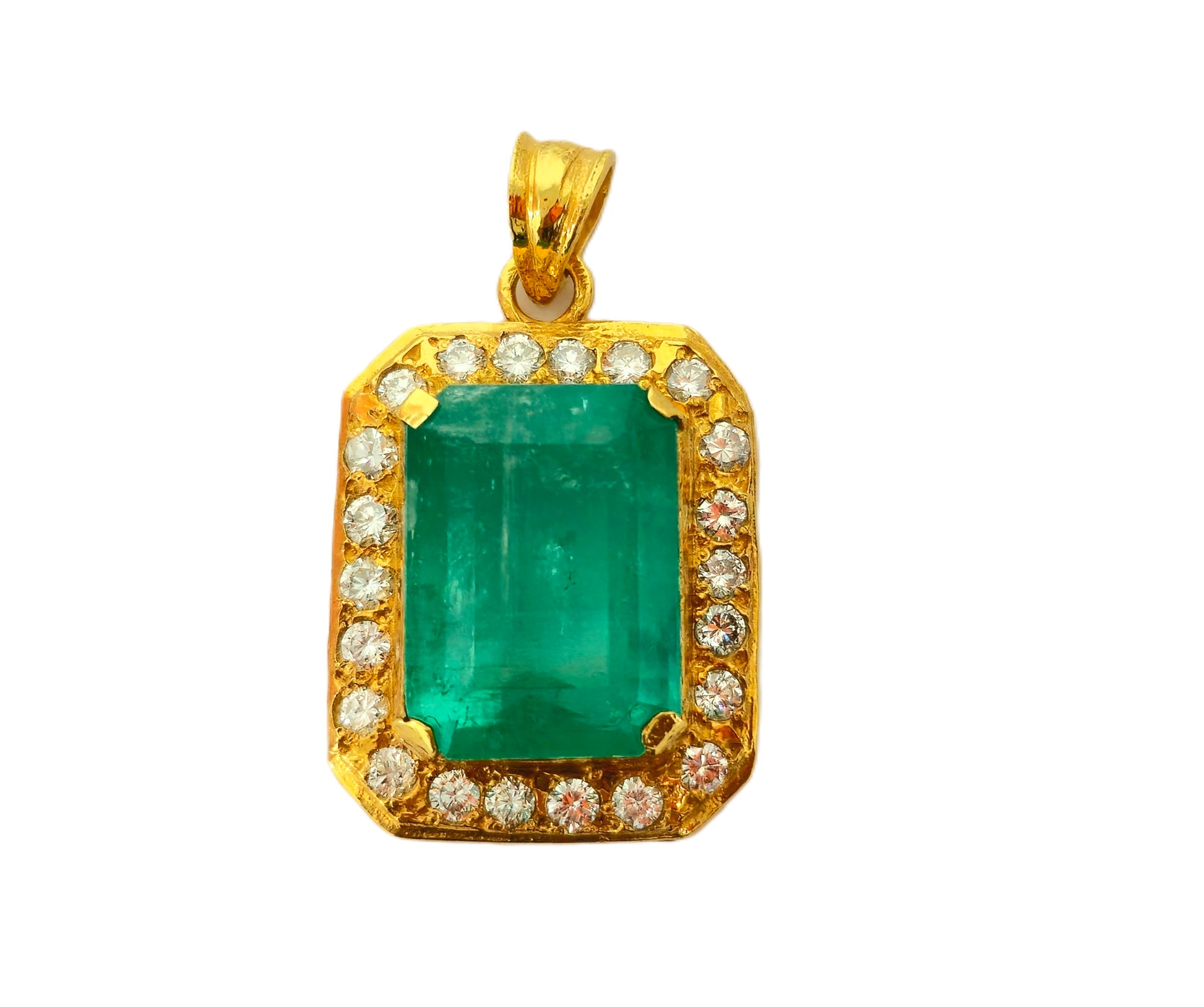 19.00ct Emerald And Diamond Pendant Necklace. - Pristine Diamonds