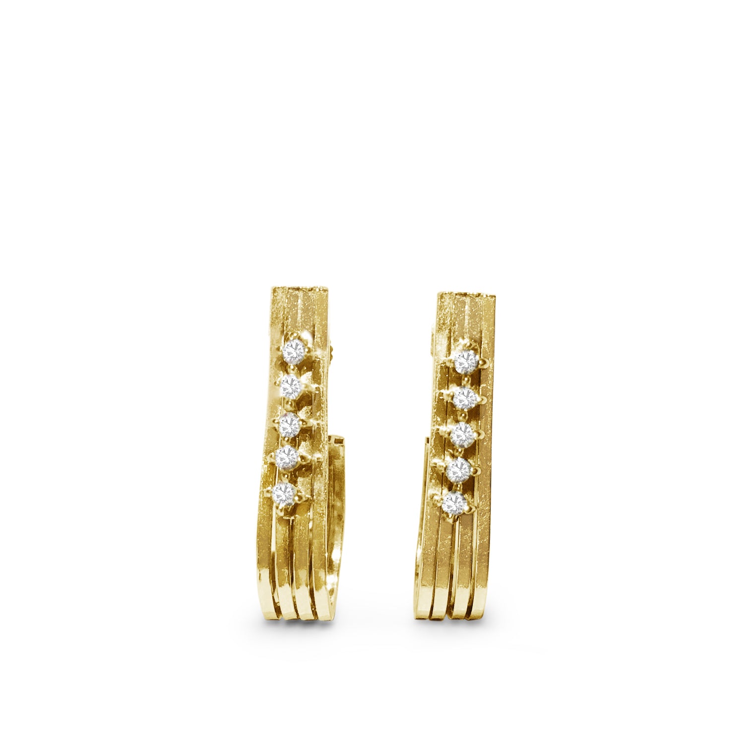 Women's vintage 14K gold earrings with VVS diamonds, featuring elegant and timeless jewelry design by Prince The Jeweler