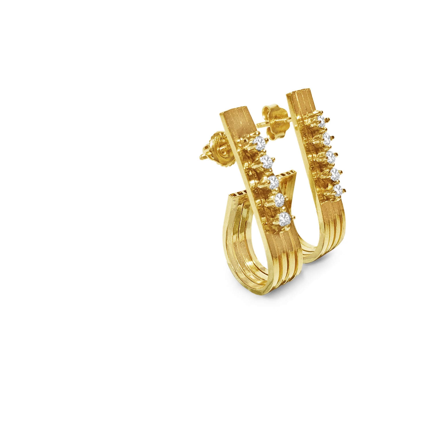 Vintage women's 14K gold earrings with VVS diamonds, featuring intricate design and elegant craftsmanship by Prince The Jeweler.