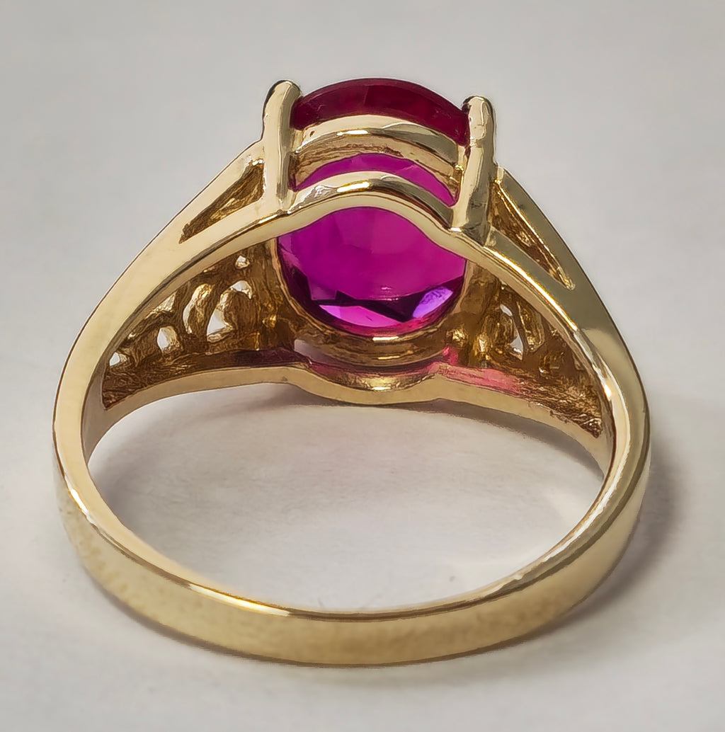 Vintage AAA ruby ring in yellow gold, collectible jewelry piece by Prince The Jeweler showcasing a vibrant ruby gemstone.