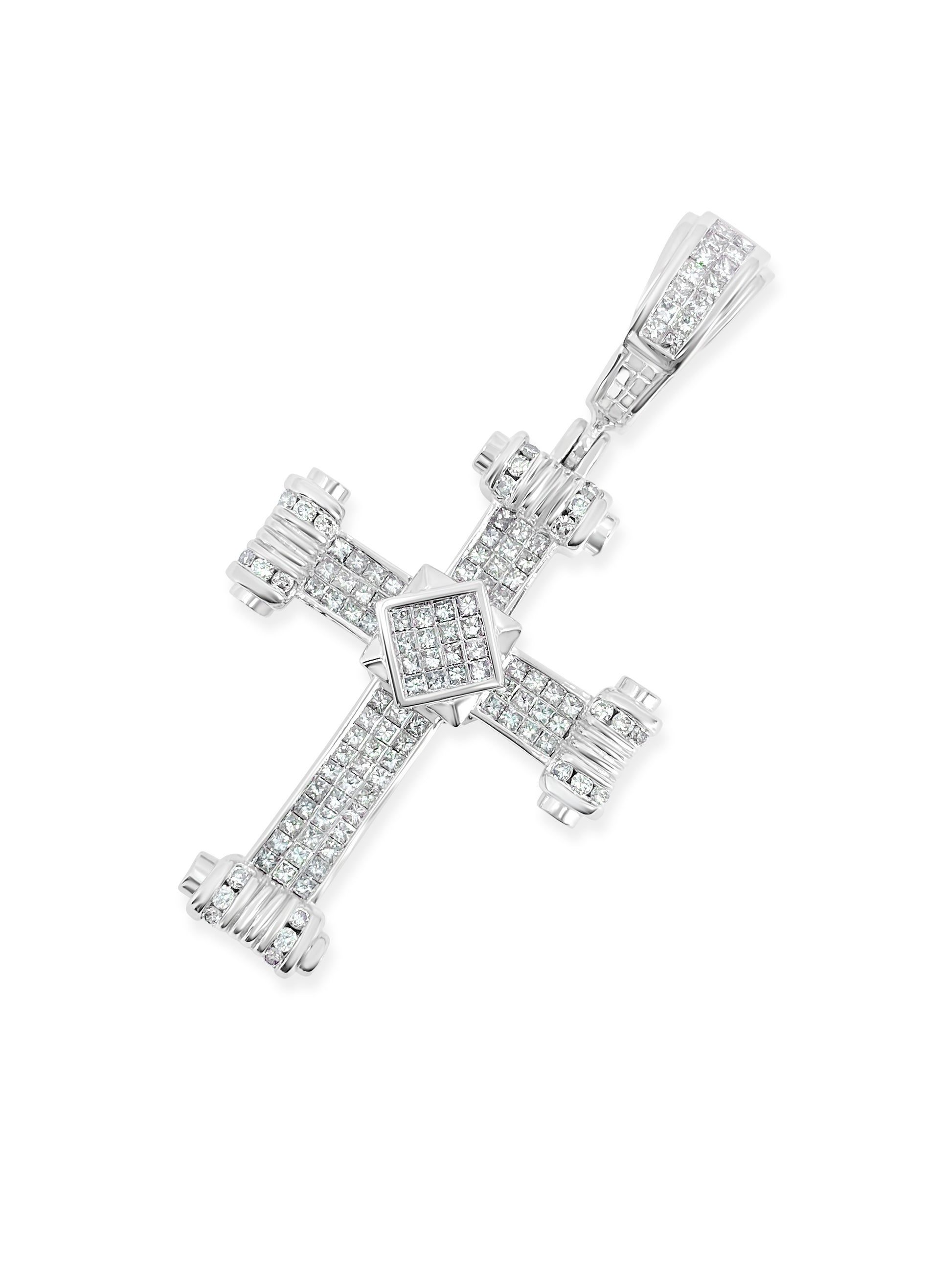 5.50 CT Diamond Pendant Cross in 14k gold