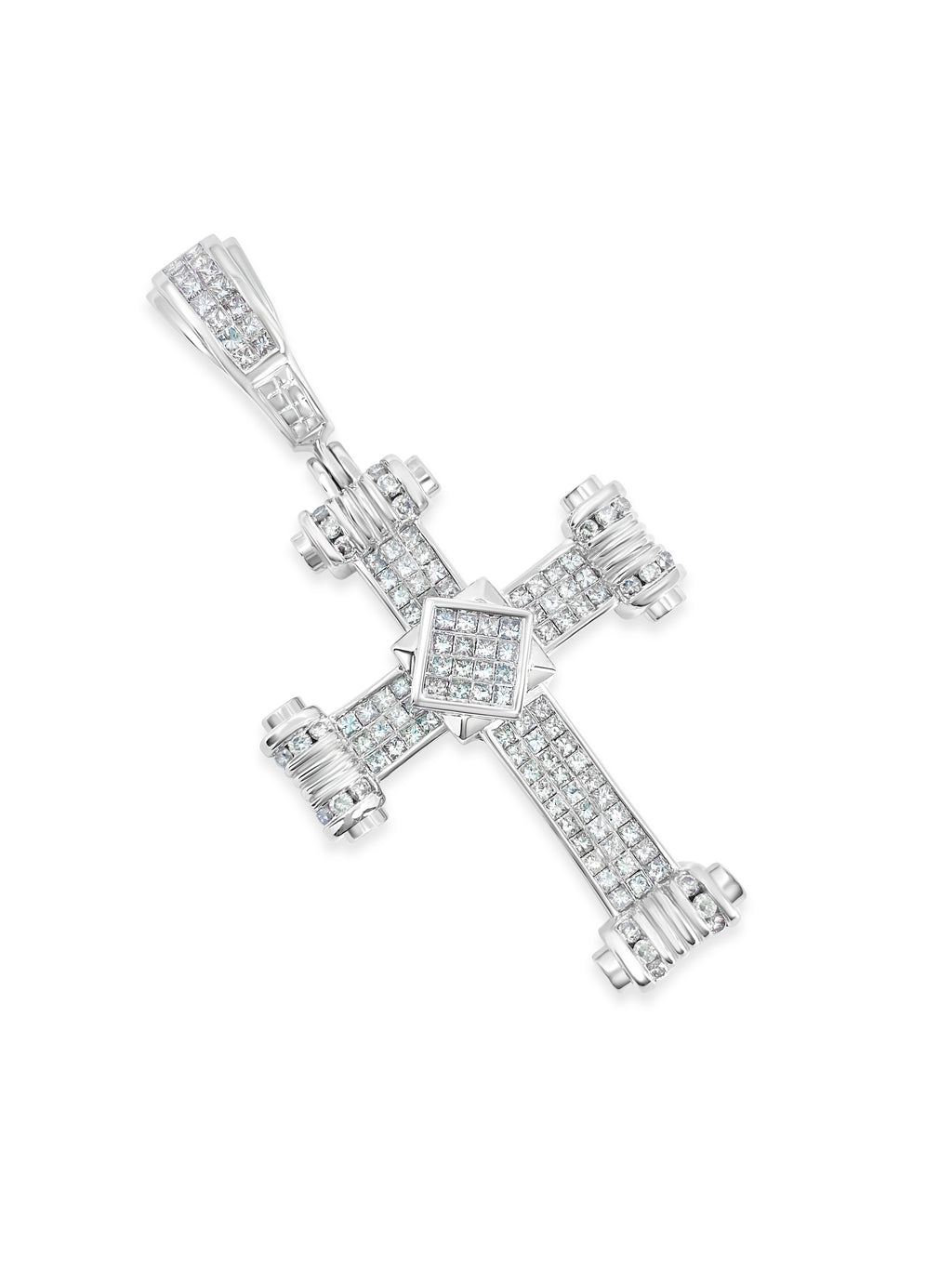 5.50 CT Diamond Pendant Cross in 14k gold