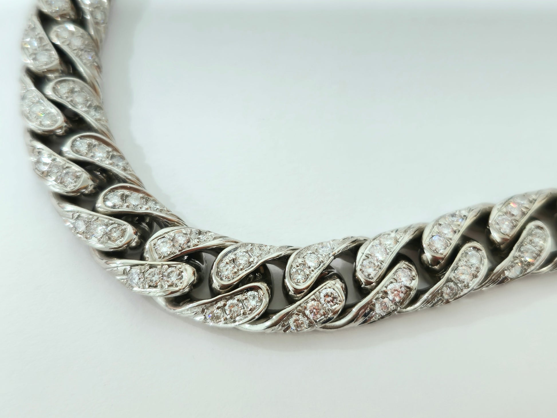 9.82ct Diamond Cuban Link in 18k White Gold Unisex Bracelet - Pristine Diamonds