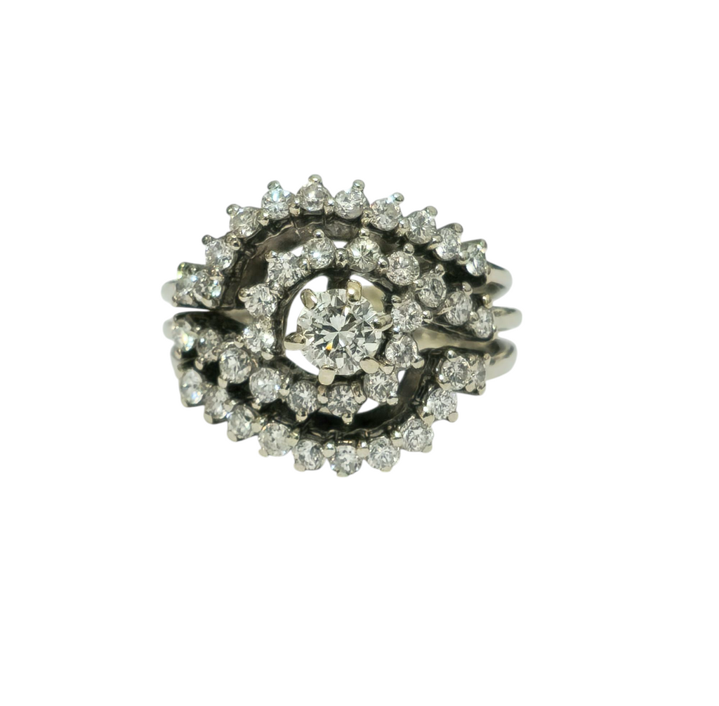 Vintage Flower Inspired, Brilliant Diamonds and Gold Ring - Pristine Diamonds