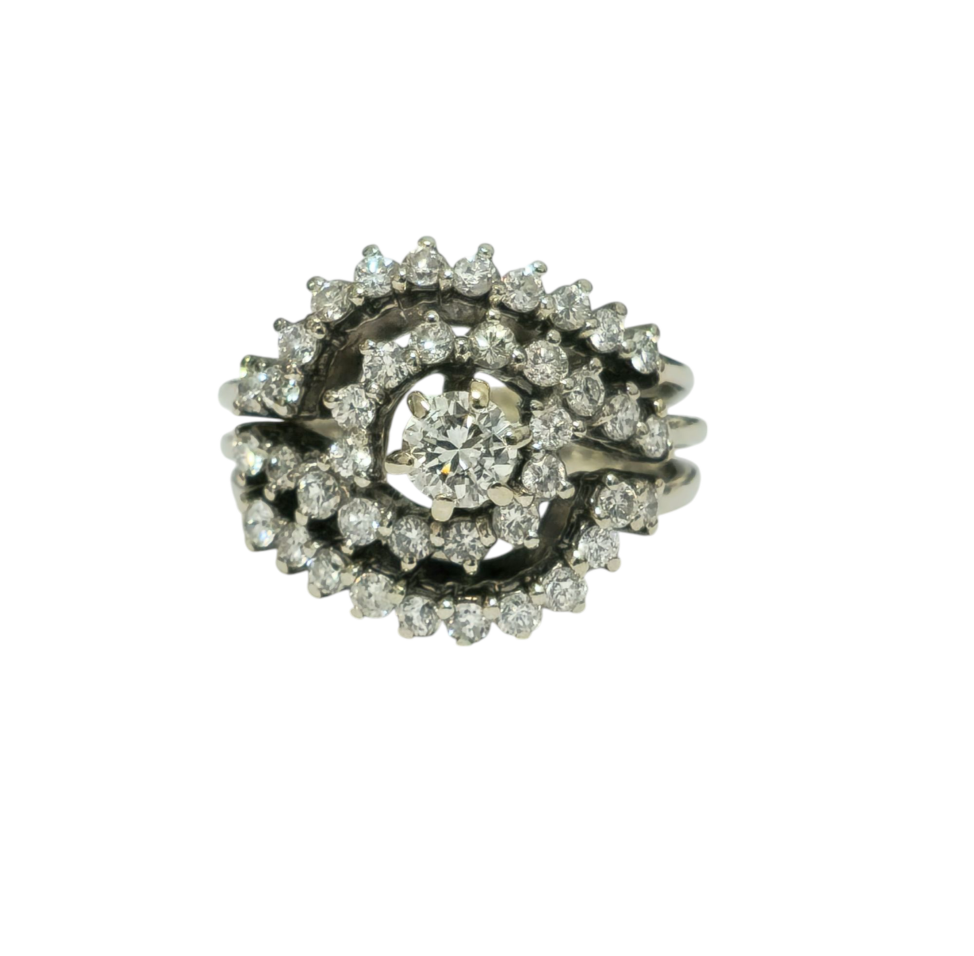 Vintage Flower Inspired, Brilliant Diamonds and Gold Ring - Pristine Diamonds