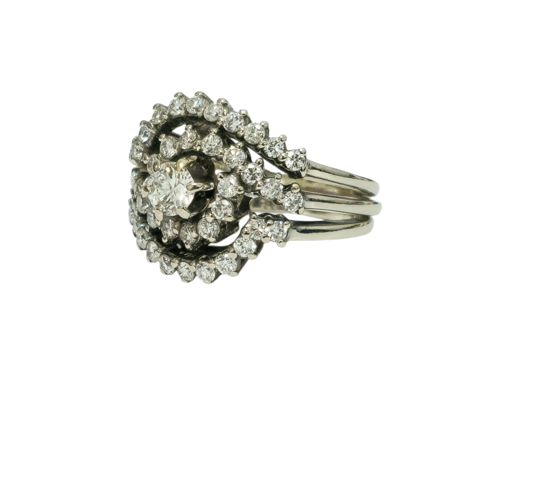 Vintage Flower Inspired, Brilliant Diamonds and Gold Ring - Pristine Diamonds