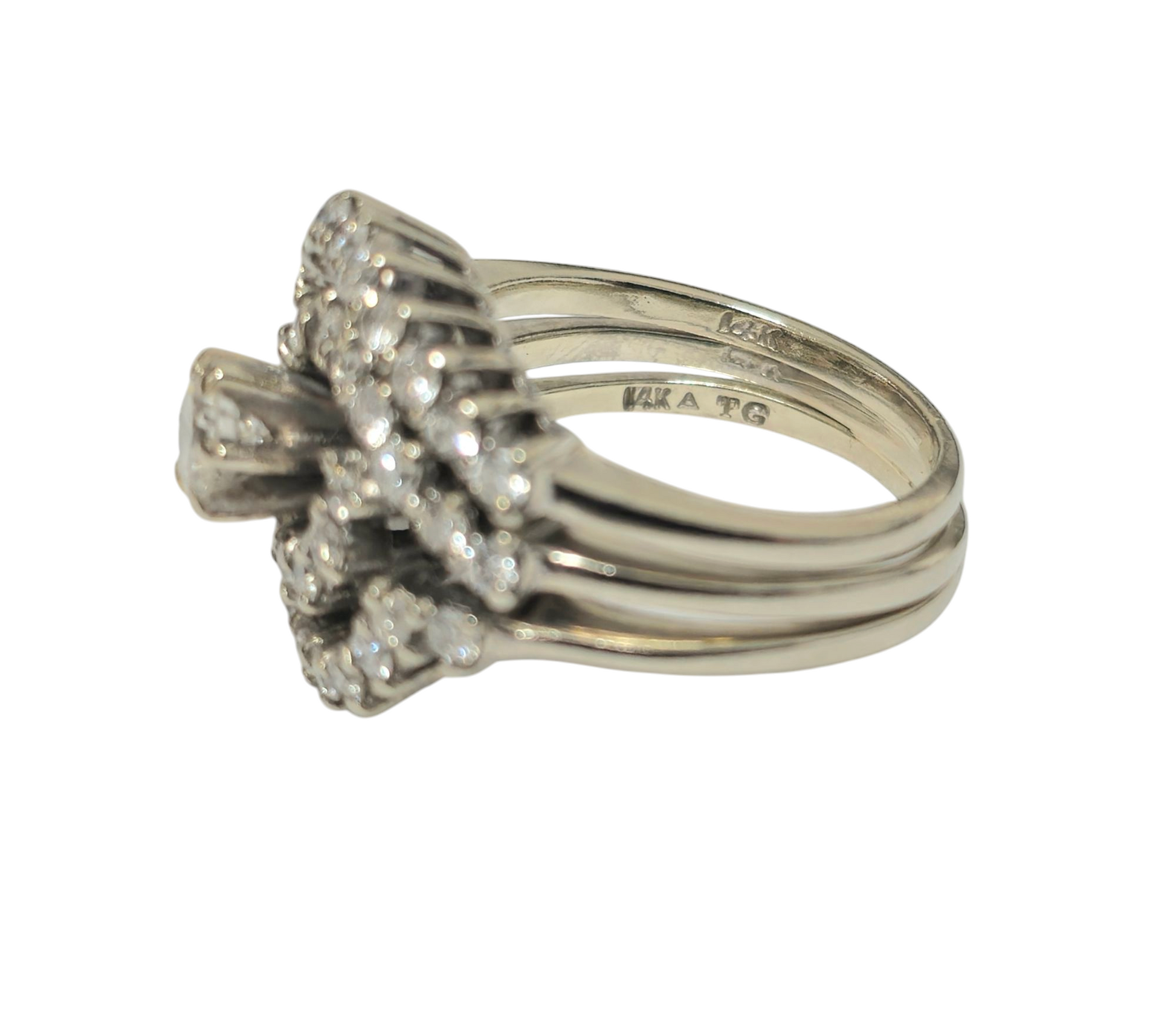 Vintage Flower Inspired, Brilliant Diamonds and Gold Ring - Pristine Diamonds