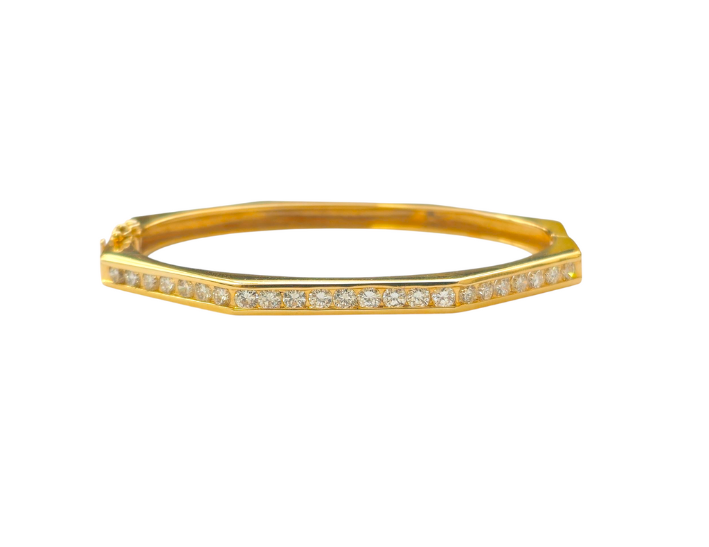 Modern 2CWT Diamond Bangle in 14k Yellow Gold