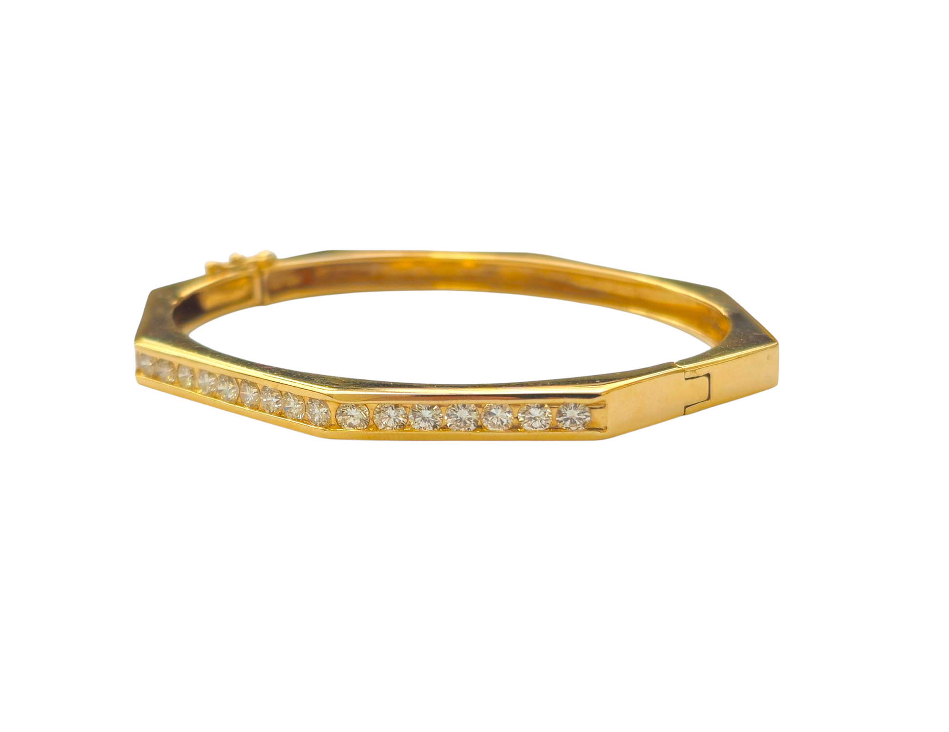 Modern 2CWT Diamond Bangle in 14k Yellow Gold