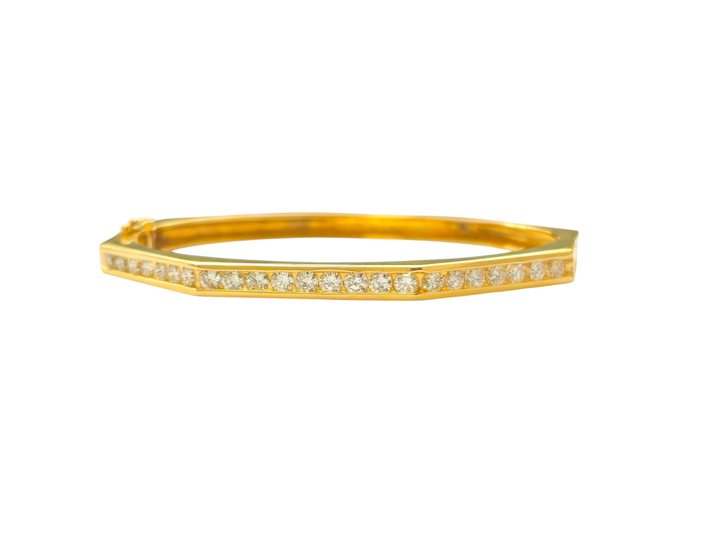 Modern 2CWT Diamond Bangle in 14k Yellow Gold