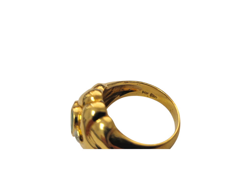 Vintage Natural Emerald & Diamond Ring in 14k Gold