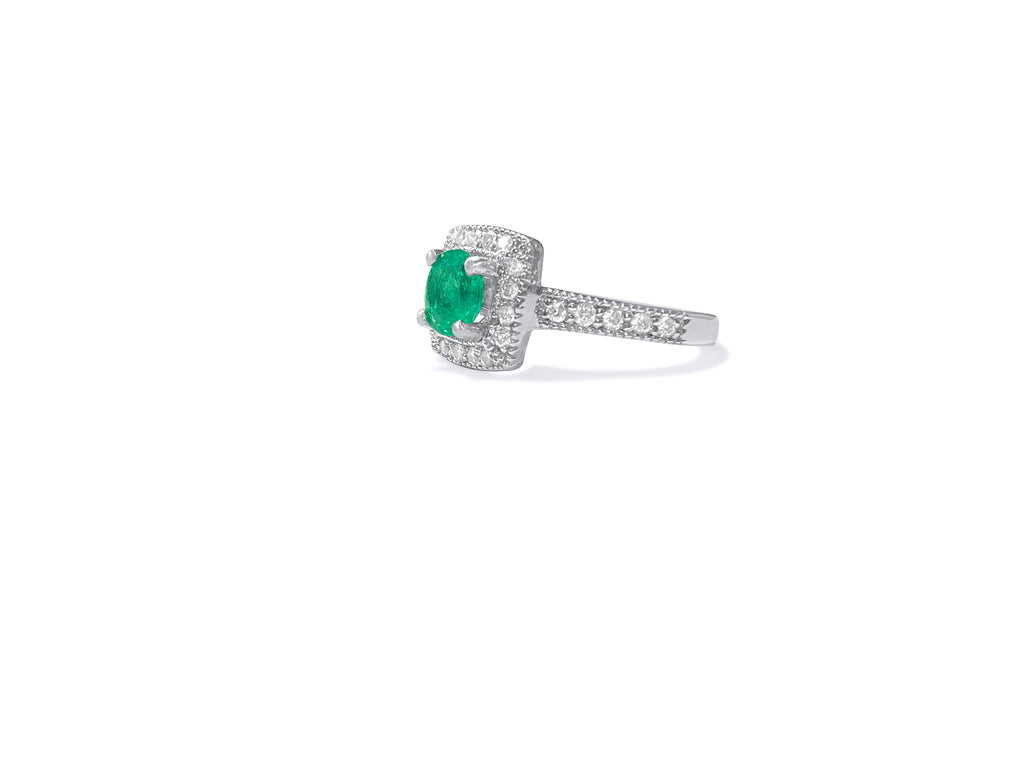 2.10 carat Emerald & Diamond Ring in 14K Gold.