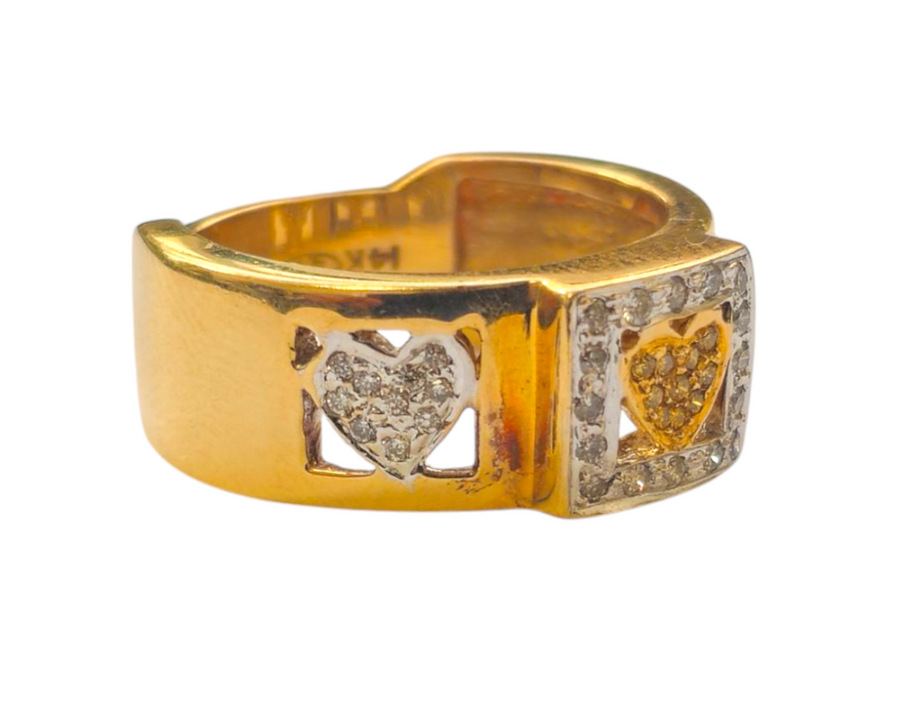 Collectible Heart Motif Diamond Ring in 14k Gold