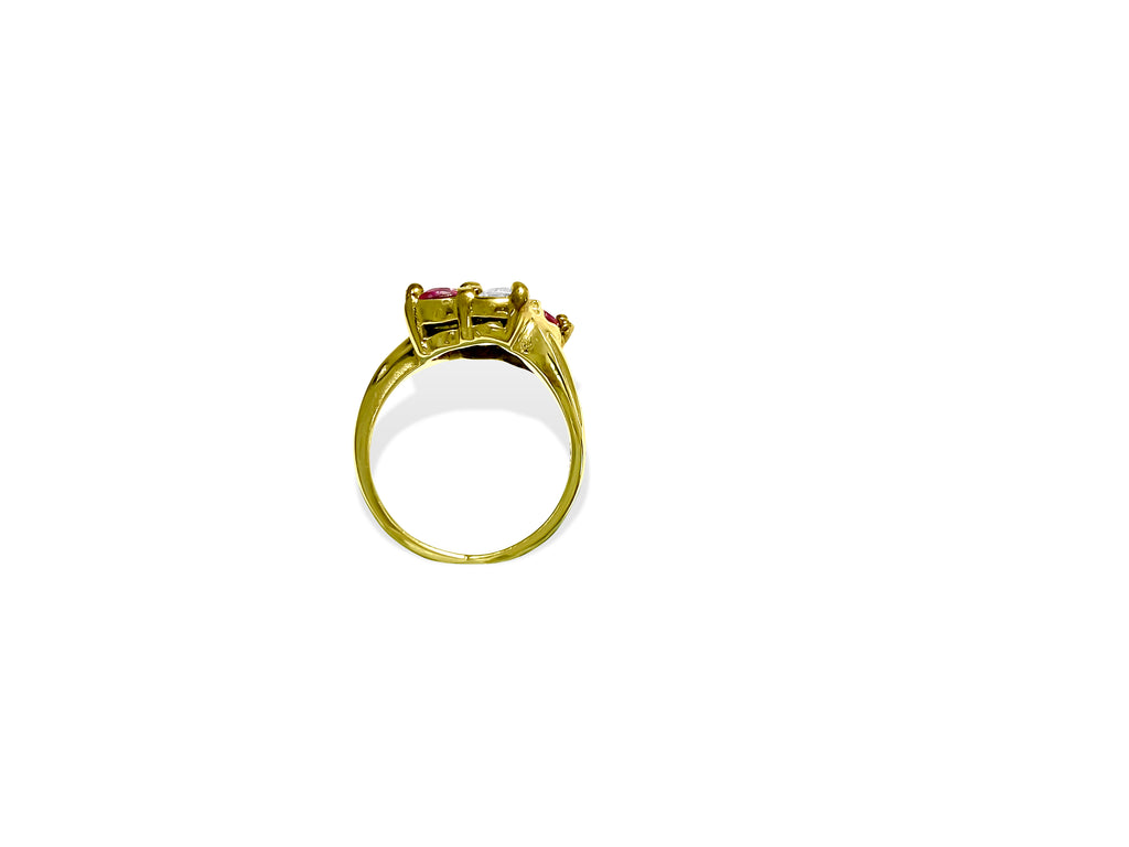 14k Gold, 0.40 Carat Diamond & Ruby Ring.