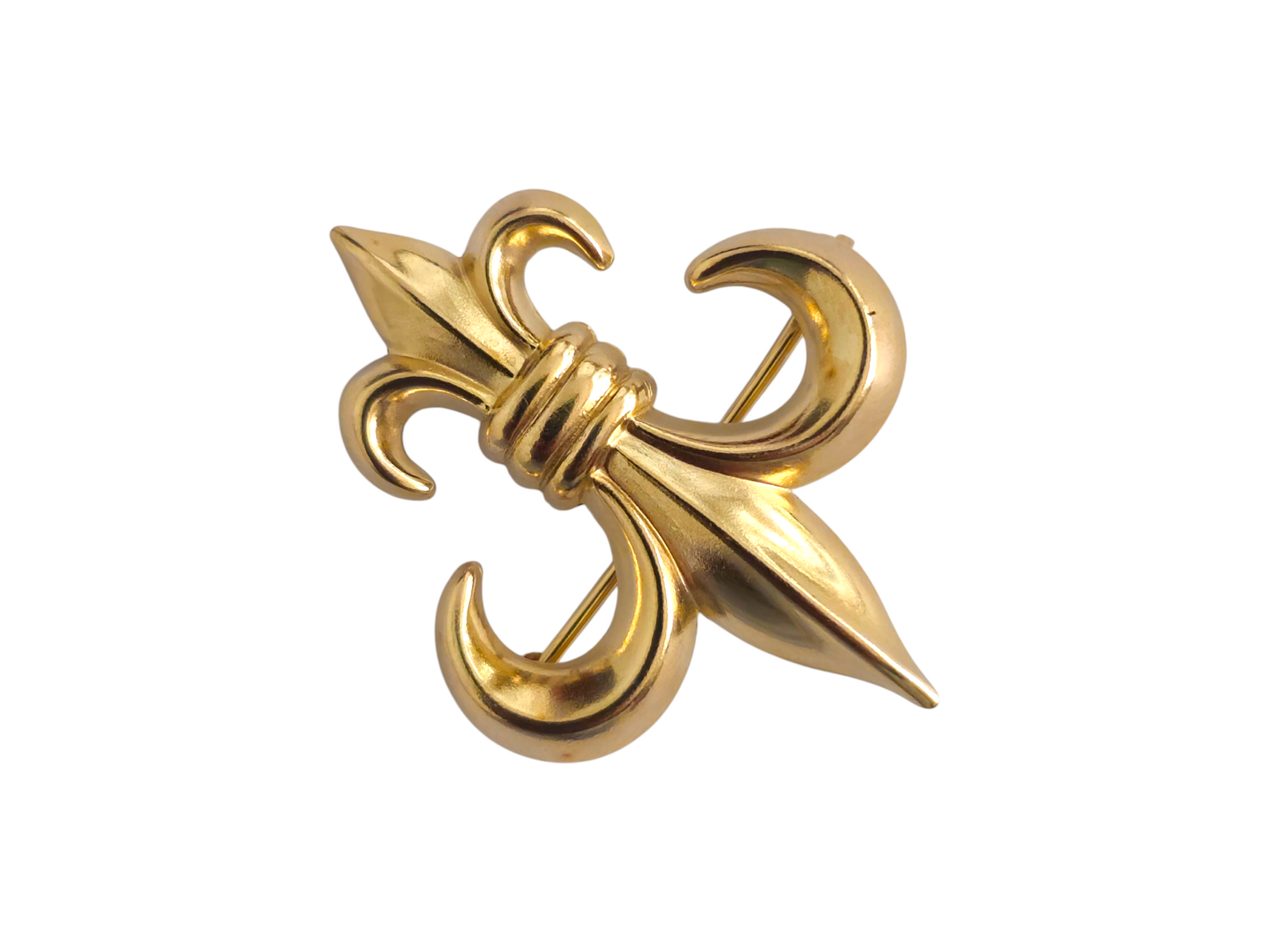 Gold Fleur de lis pendant by Prince The Jeweler featuring an elegant decorative pin design.