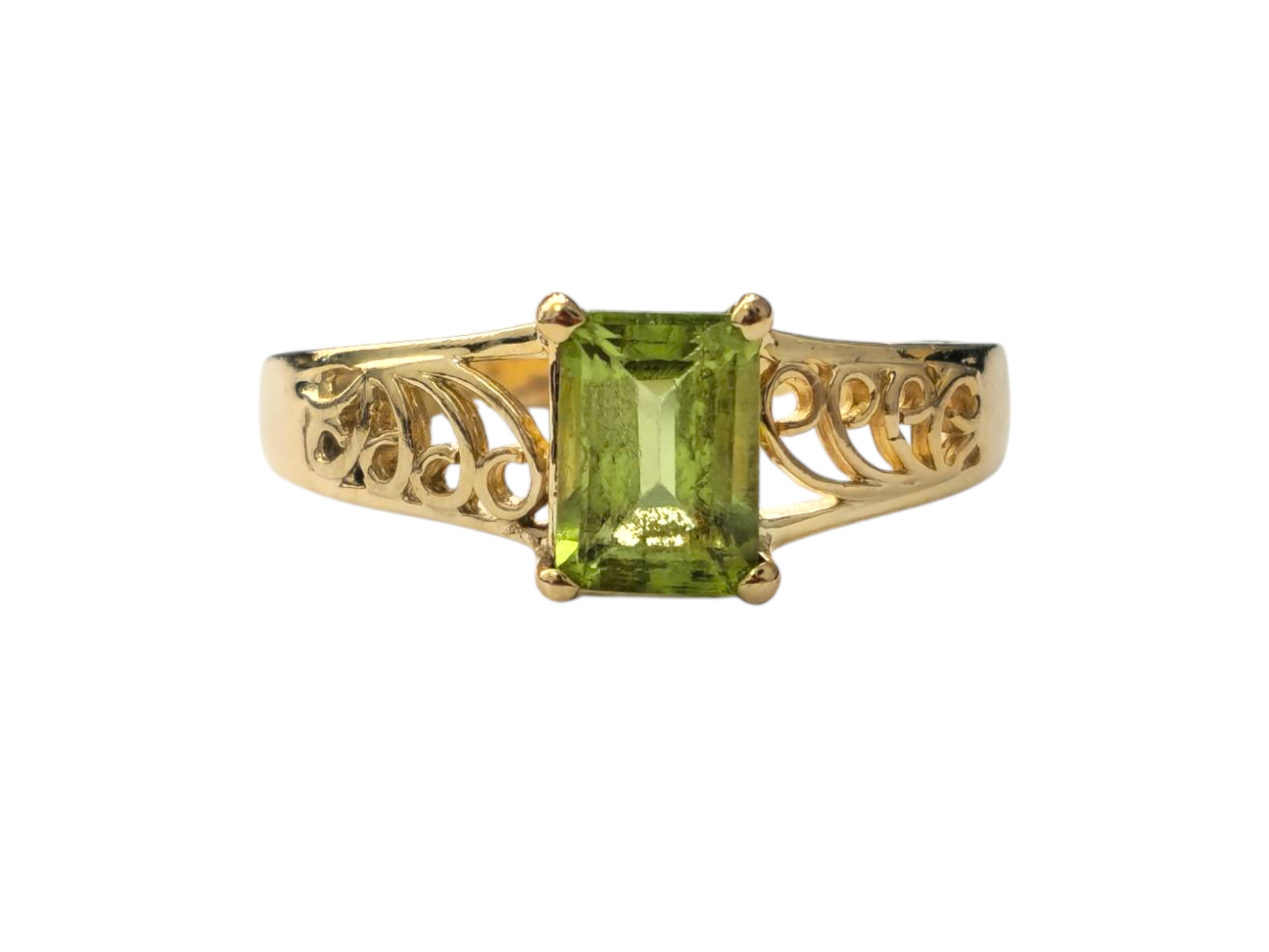 1.8ct Green Peridot Ring in 10k Yellow Gold