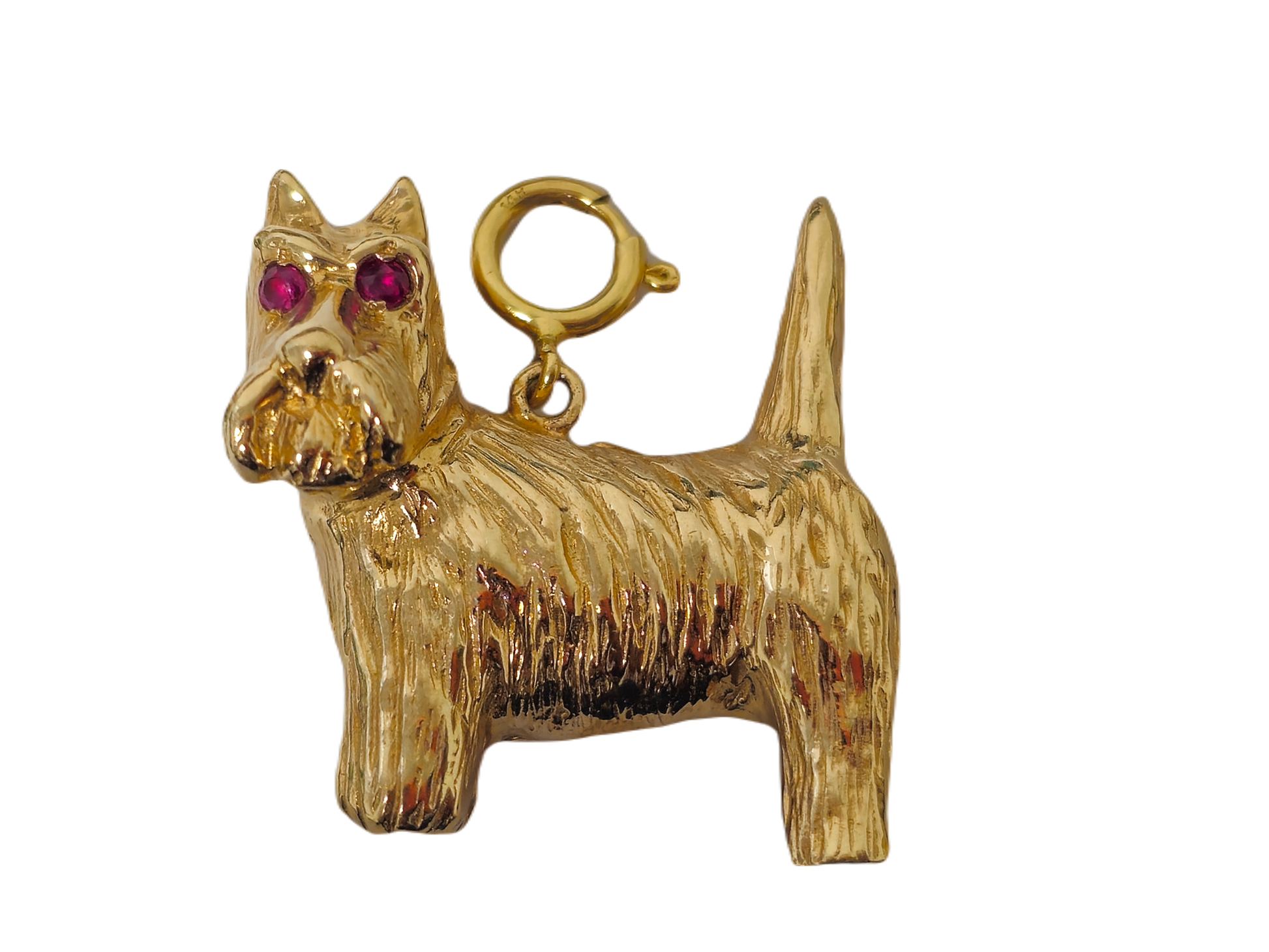 20th century 14k Yellow Gold Dog Motif Ruby Pendant