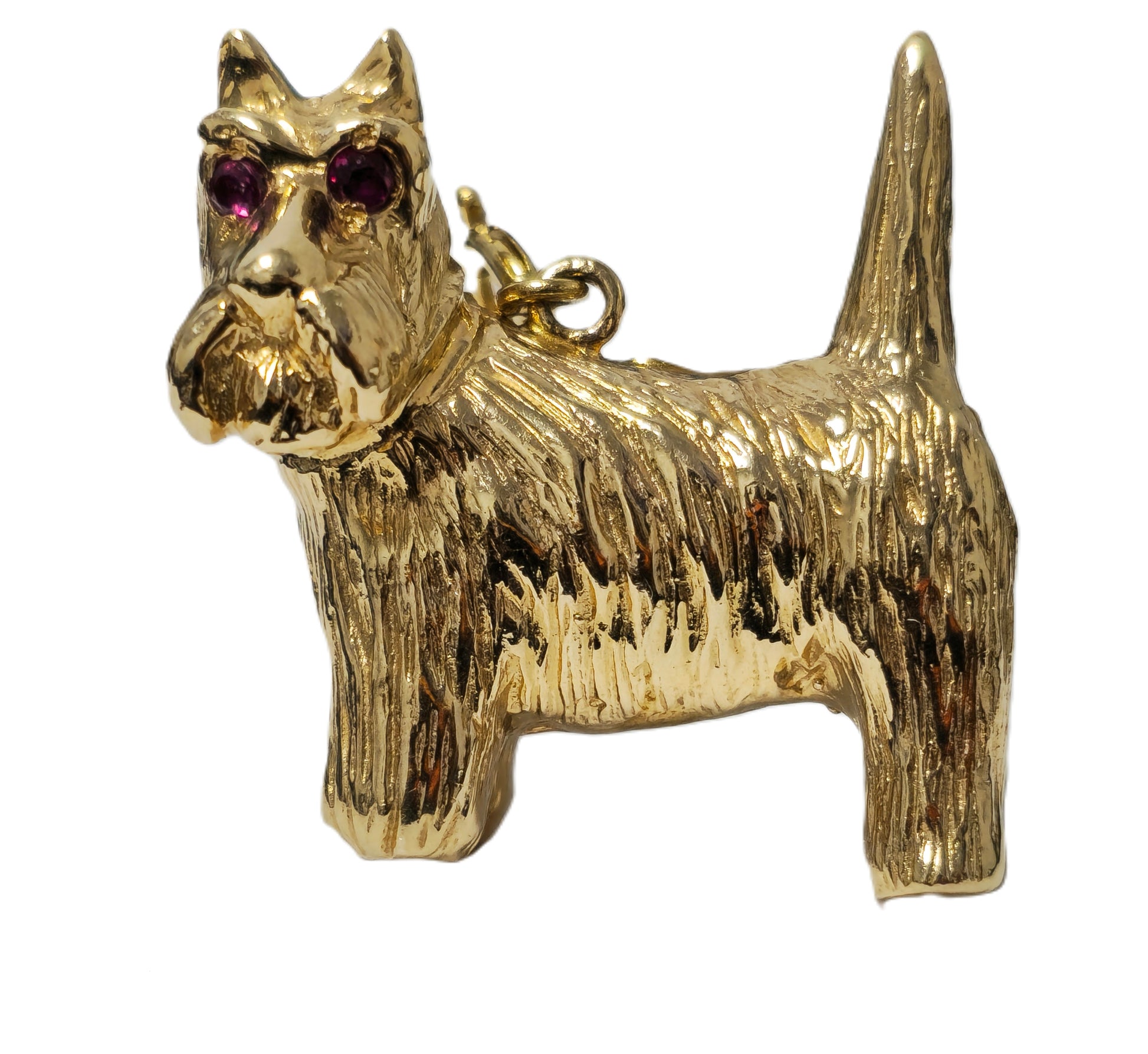 20th century 14k Yellow Gold Dog Motif Ruby Pendant