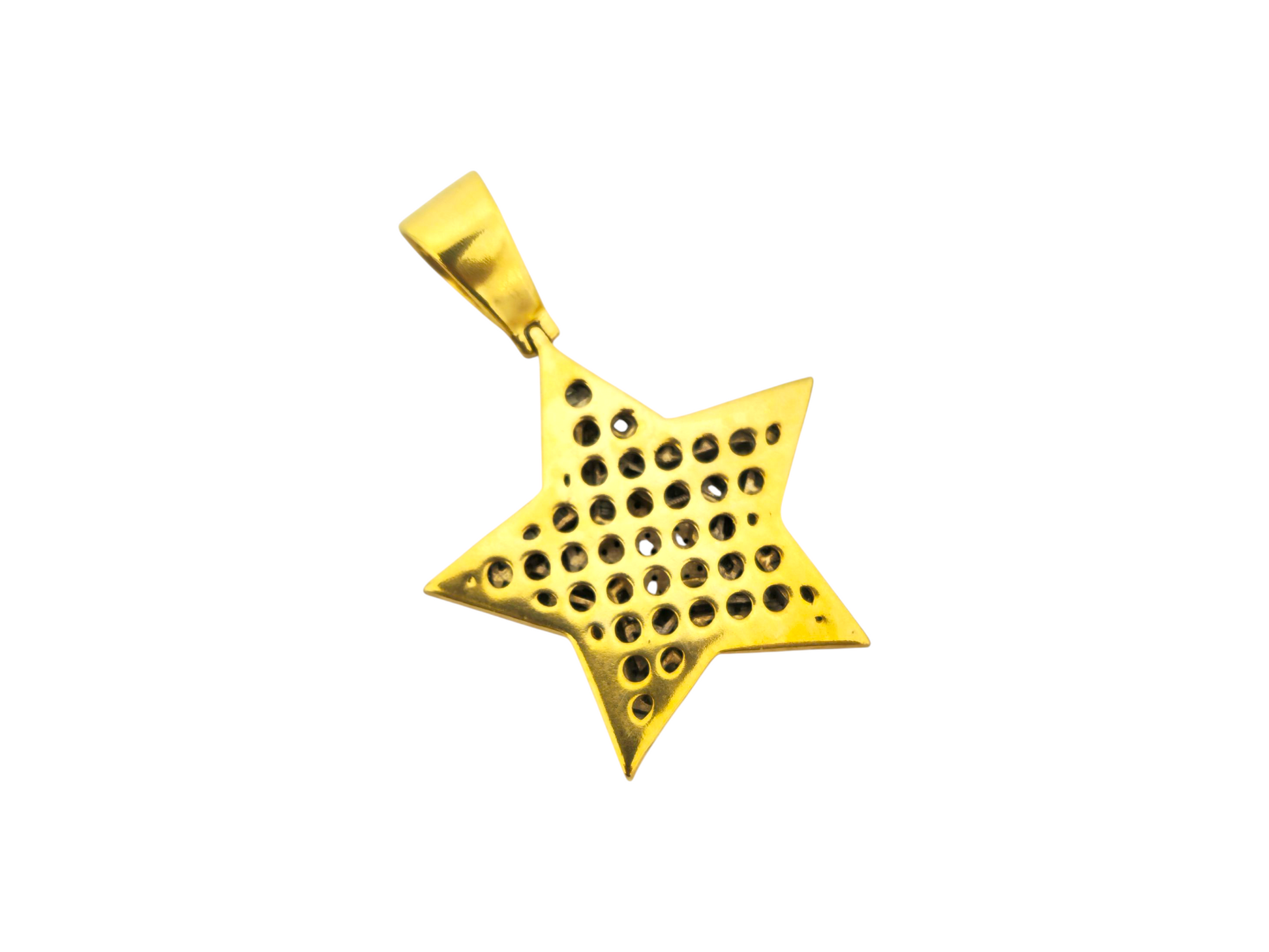 Iced Out Star Motif Diamond Pendant in 10kt Yellow Gold