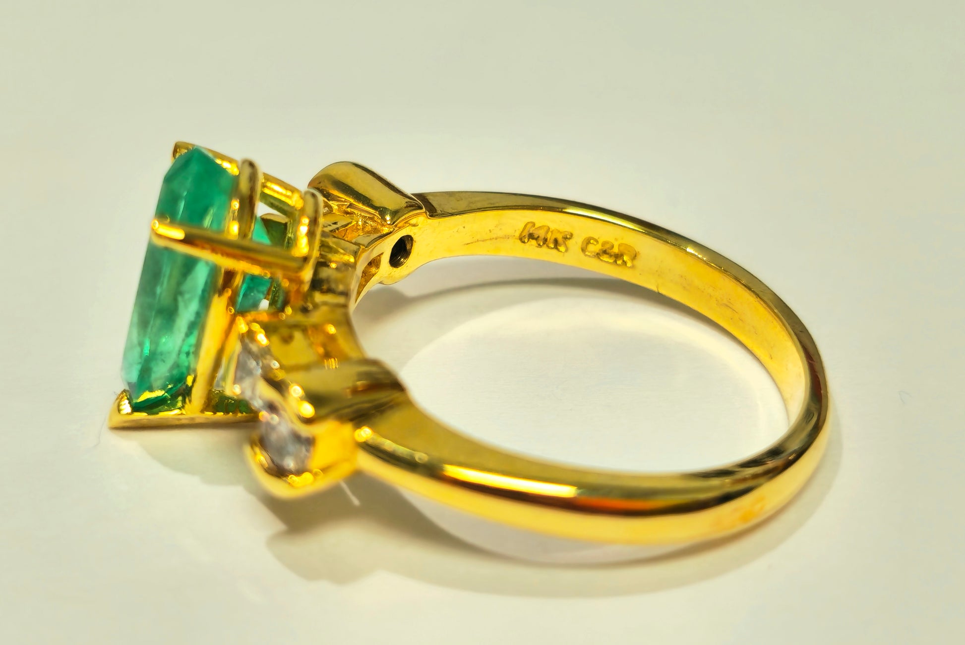 Womens 14K Yellow Gold, 2.30CT Diamond & Emerald Ring - Pristine Diamonds