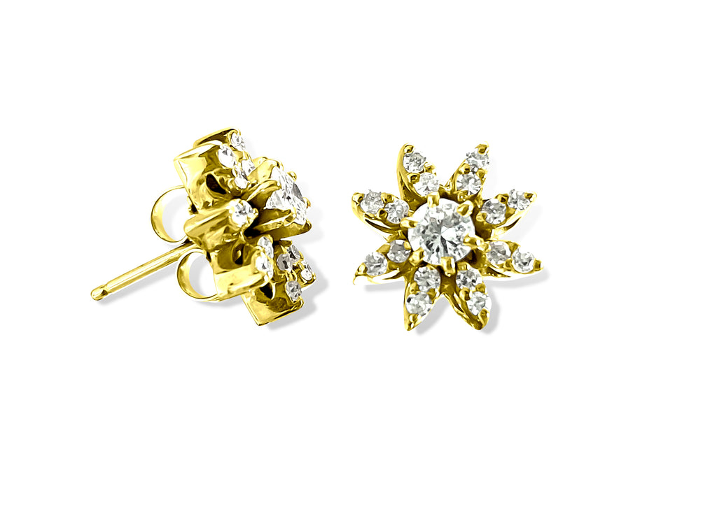 1.00 Carat Diamond Gold Art Deco Stud Earrings