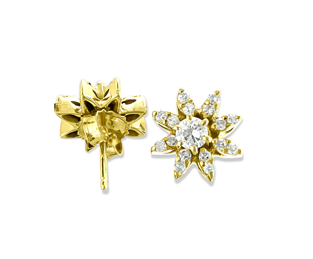 1.00 Carat Diamond Gold Art Deco Stud Earrings