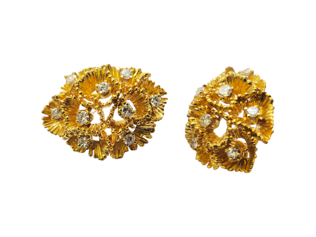 Vintage 18k Gold and Diamond Ring, Pendant and Earrings Set - Pristine Diamonds