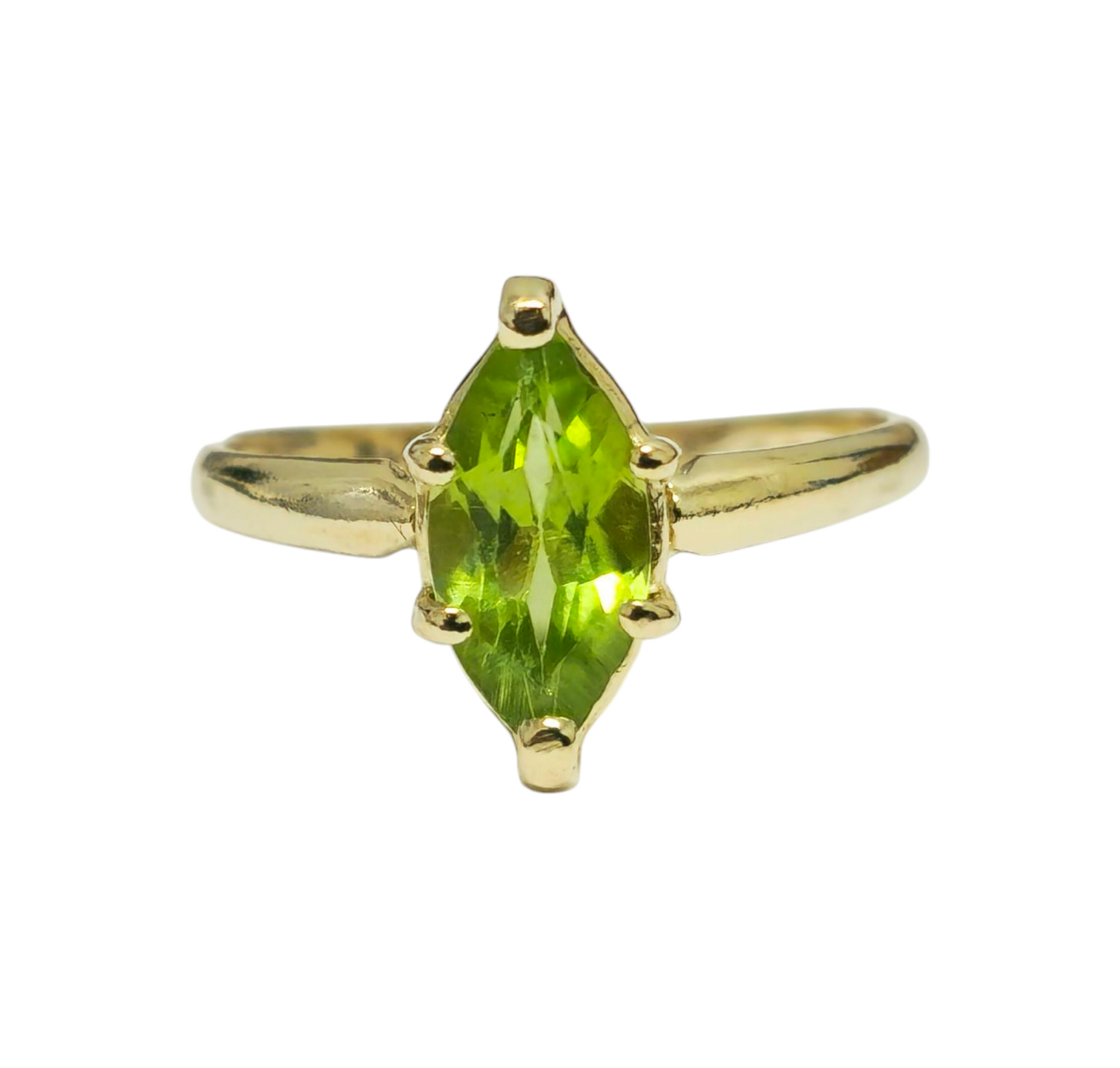 Marquise Green Peridot Ring in 10k Gold
