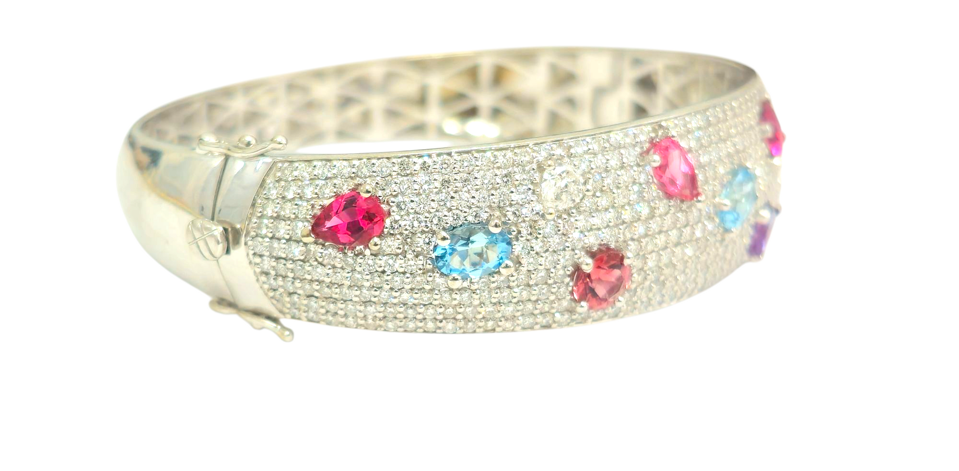 Custom Diamond & Gemstone Bracelet in 14k White Gold