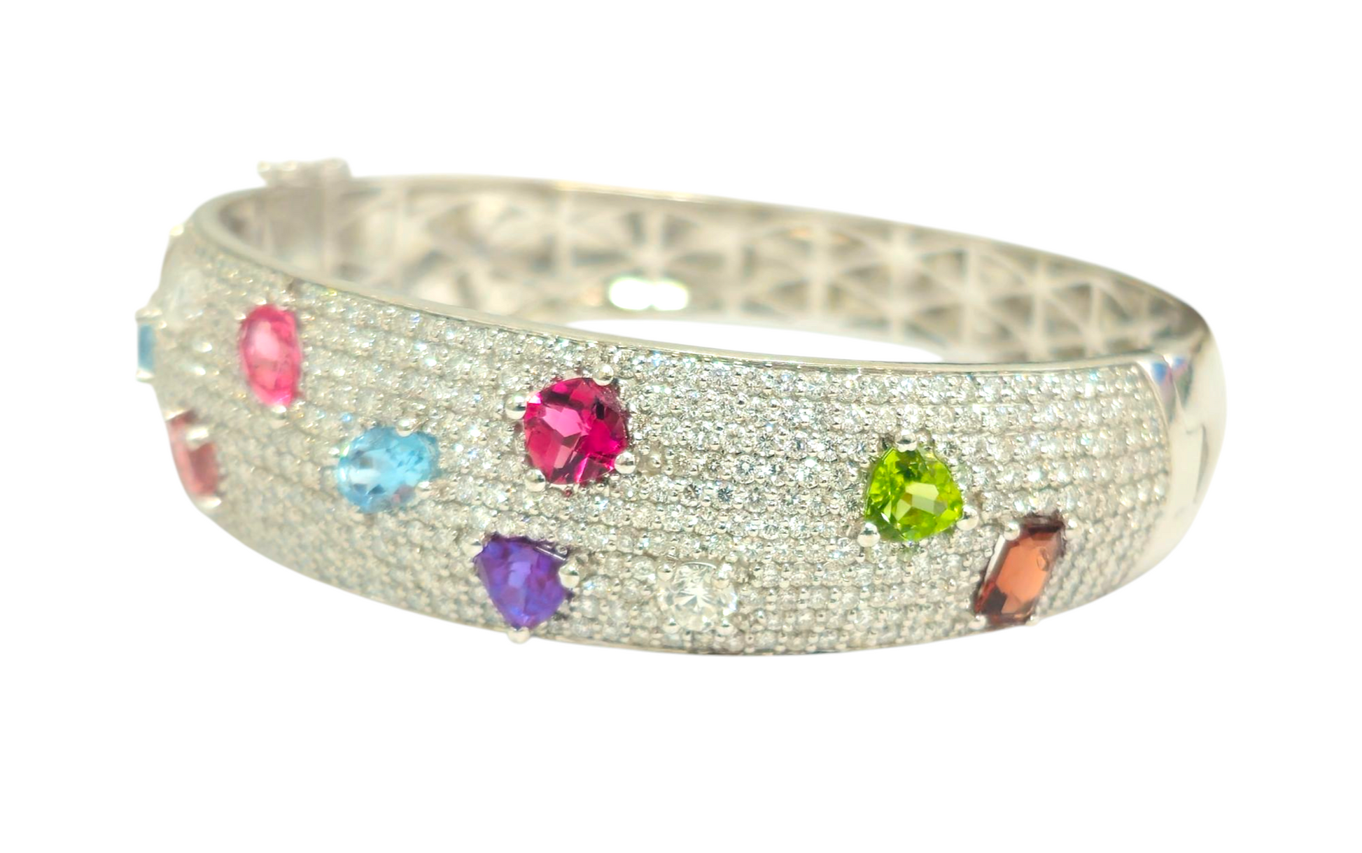 Custom Diamond & Gemstone Bracelet in 14k White Gold