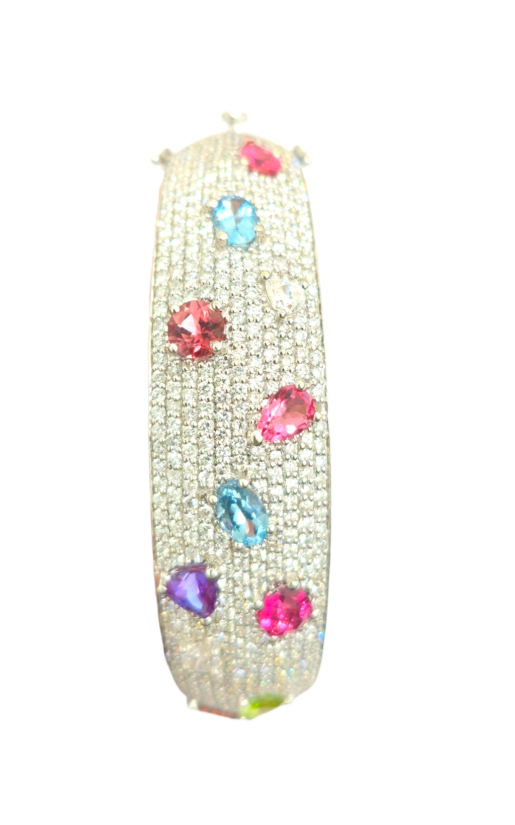 Custom Diamond & Gemstone Bracelet in 14k White Gold