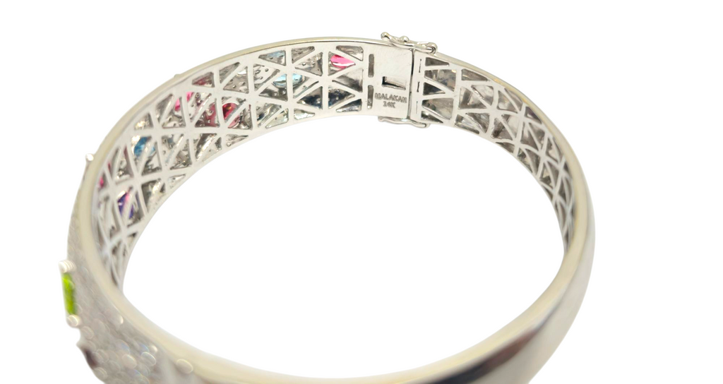 Custom Diamond & Gemstone Bracelet in 14k White Gold