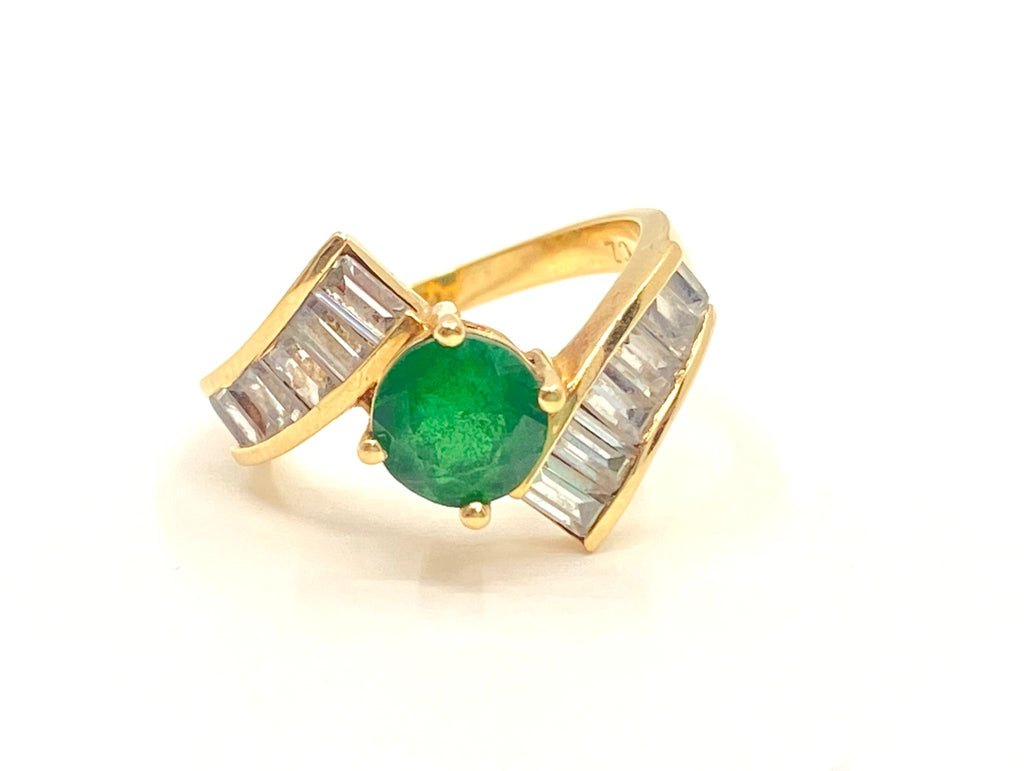 Art Deco 3.50 carat emerald and diamond engagement ring featuring intricate geometric design by Prince The Jeweler.