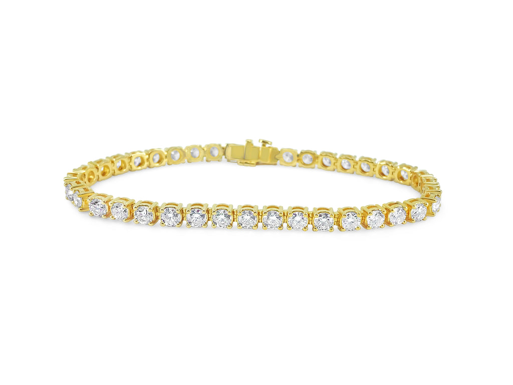 Diamond tennis bracelet in 14k gold with 12.33 carats of sparkling diamonds, featuring a luxurious and elegant design.