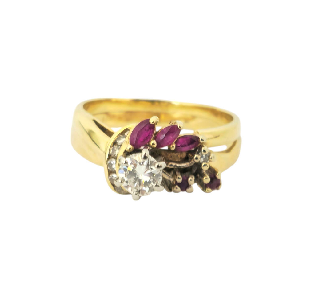Vintage Diamond & Ruby Ring in 14k Gold