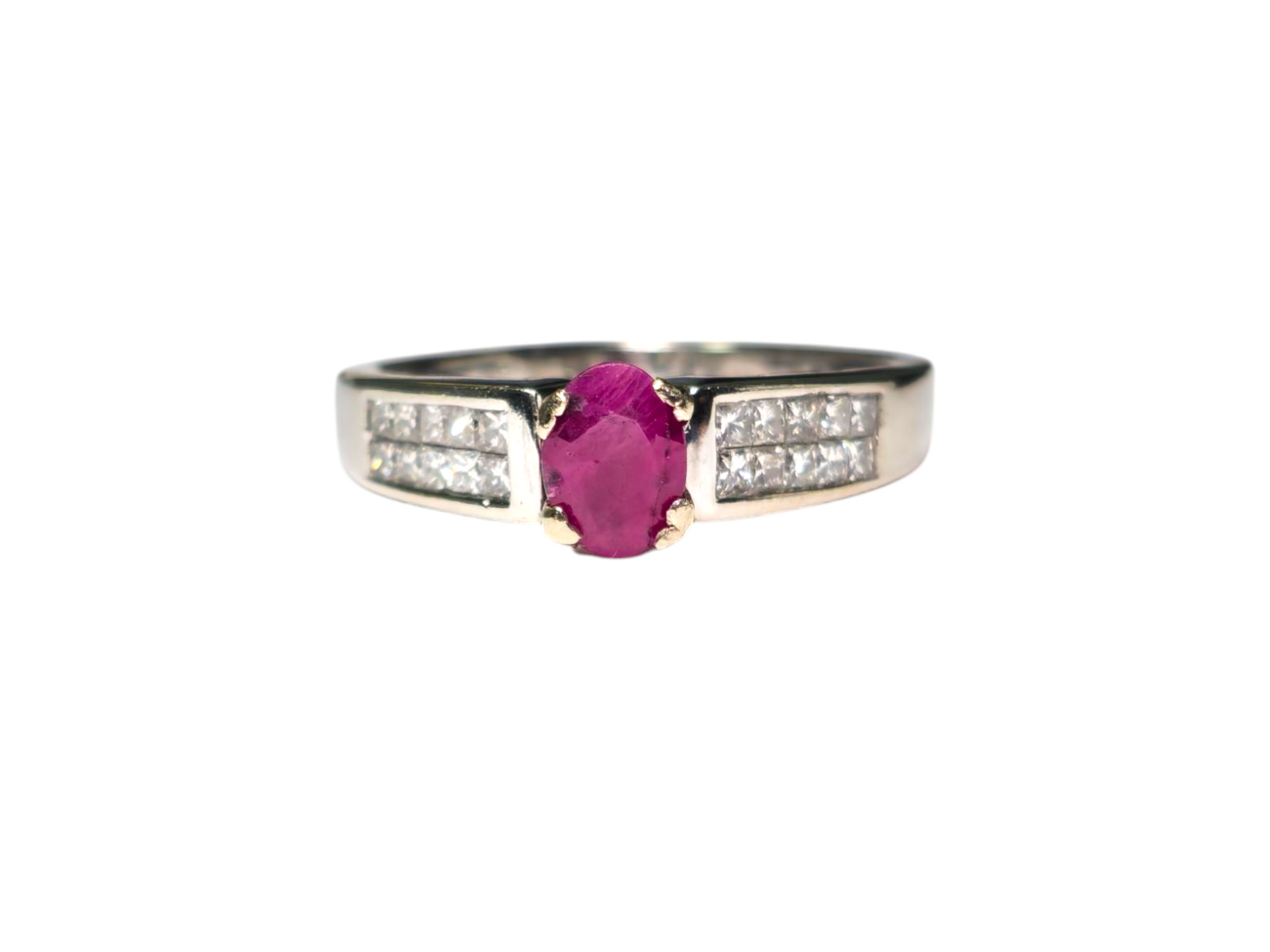1.75CWT Ruby & Diamond in 14k White Gold