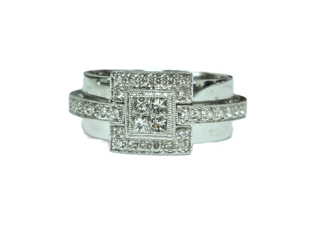 Unisex, 14K White Gold & 1.00ct Diamond Ring. - Pristine Diamonds