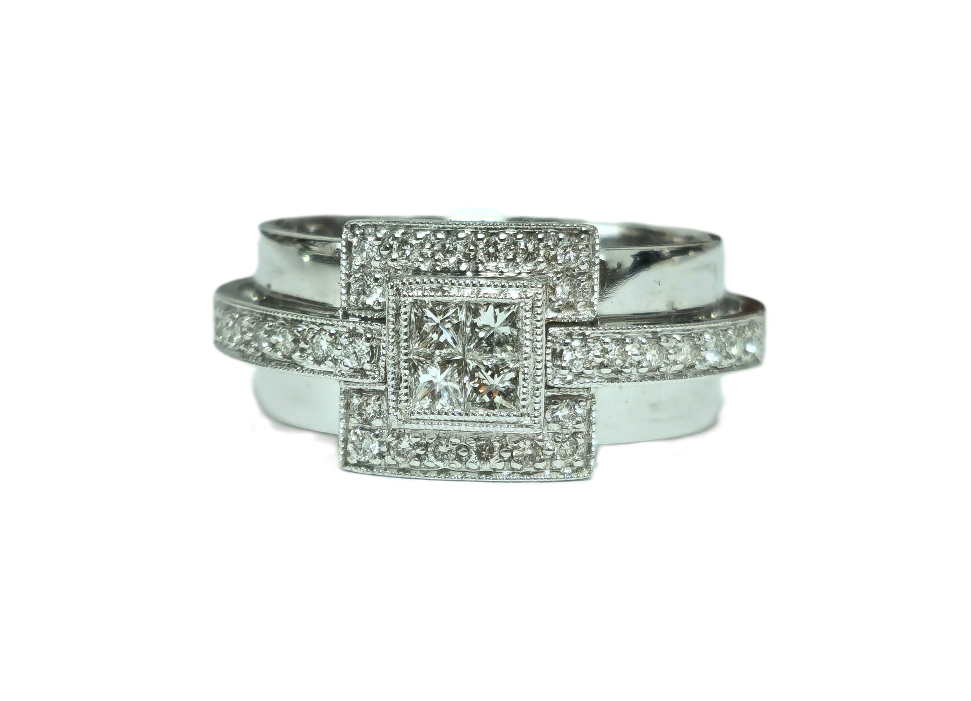 Unisex, 14K White Gold & 1.00ct Diamond Ring. - Pristine Diamonds