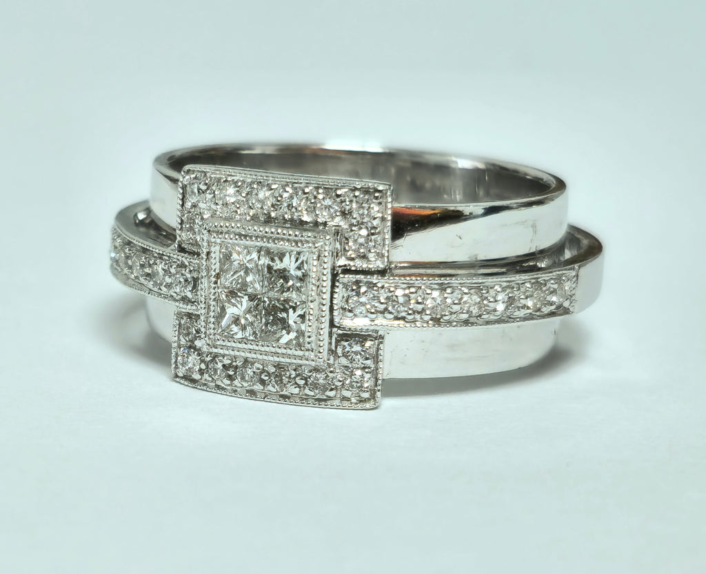 Unisex, 14K White Gold & 1.00ct Diamond Ring. - Pristine Diamonds