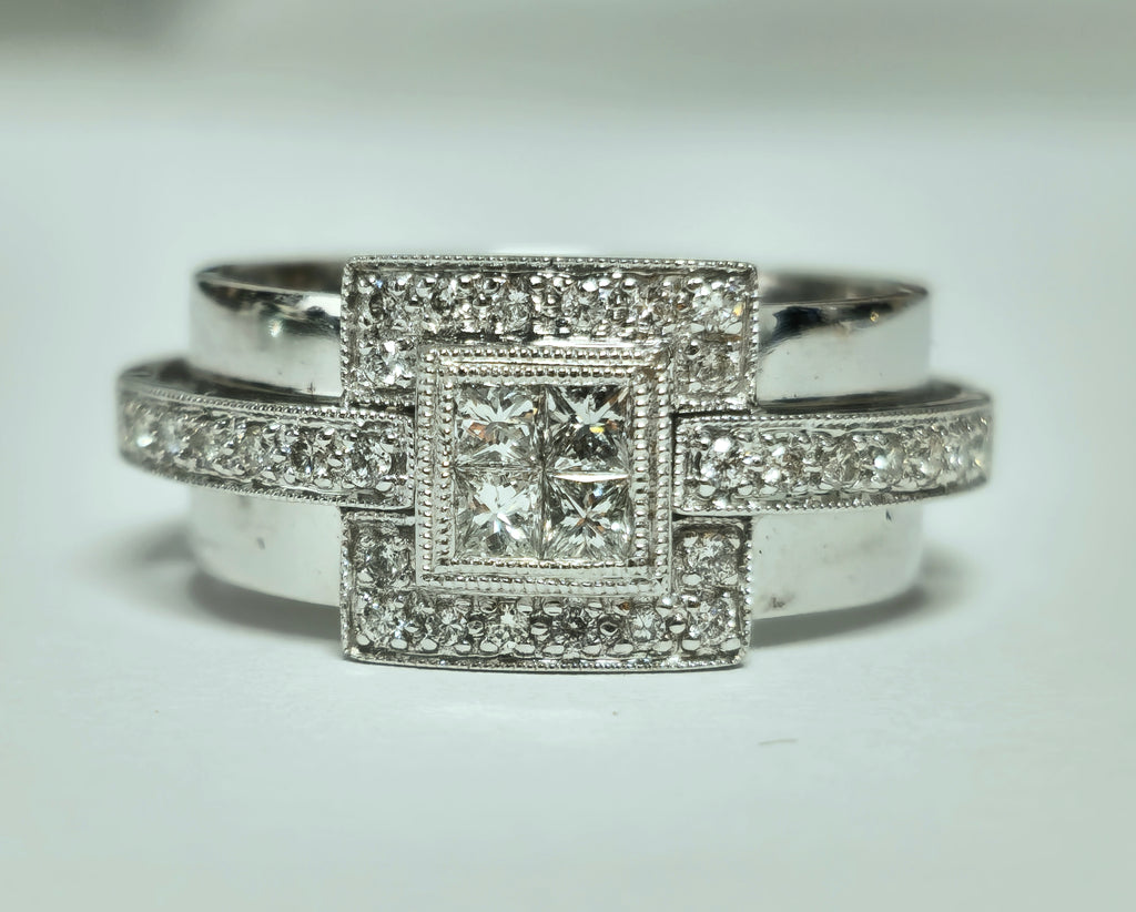 Unisex, 14K White Gold & 1.00ct Diamond Ring. - Pristine Diamonds