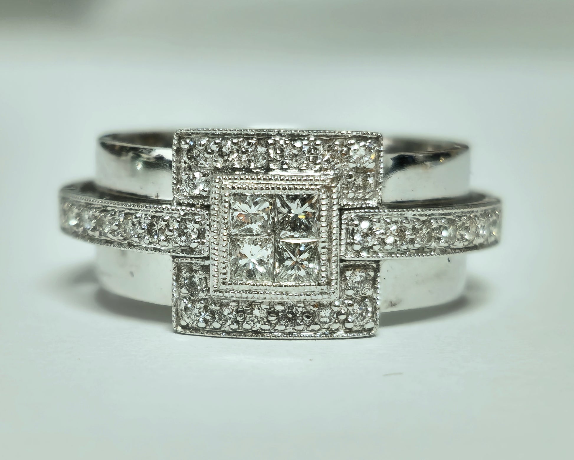 Unisex, 14K White Gold & 1.00ct Diamond Ring. - Pristine Diamonds