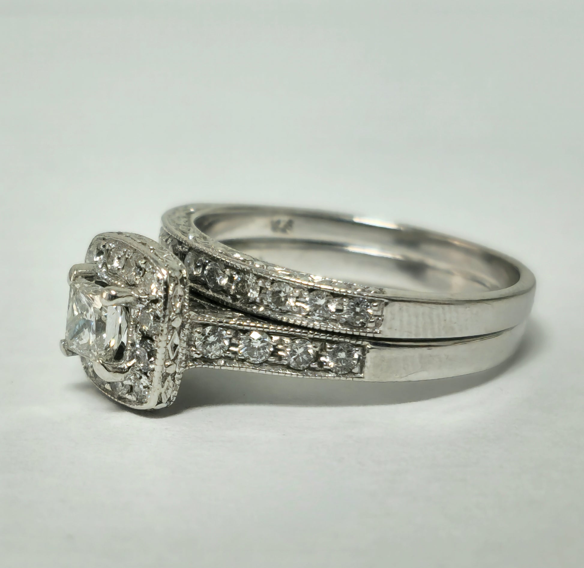 Natural Diamonds in 14k White Gold Engagement Ring - Pristine Diamonds