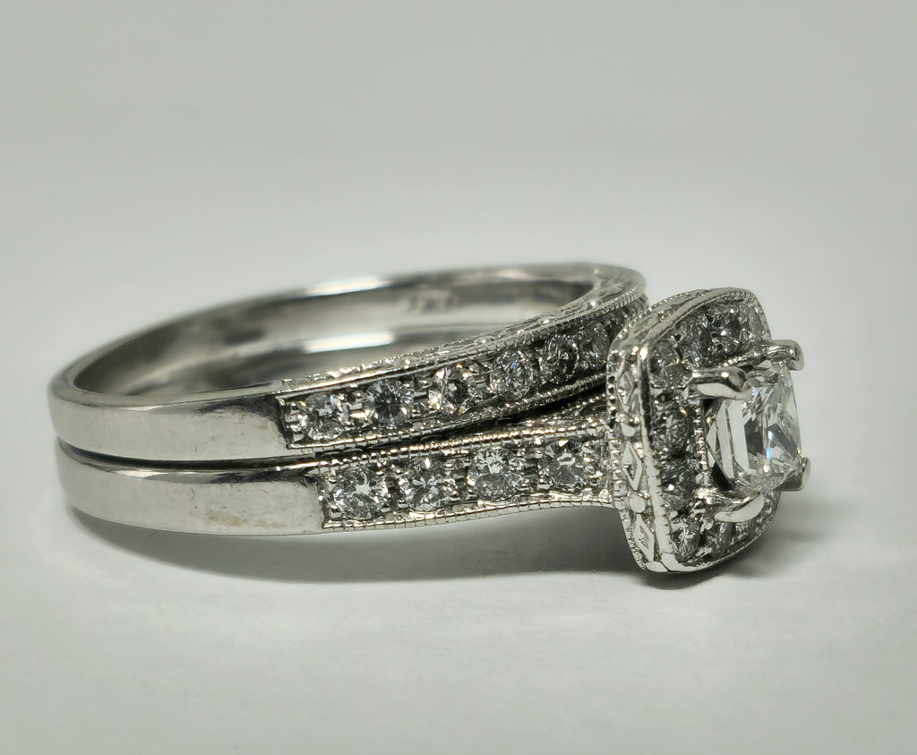 Natural Diamonds in 14k White Gold Engagement Ring - Pristine Diamonds