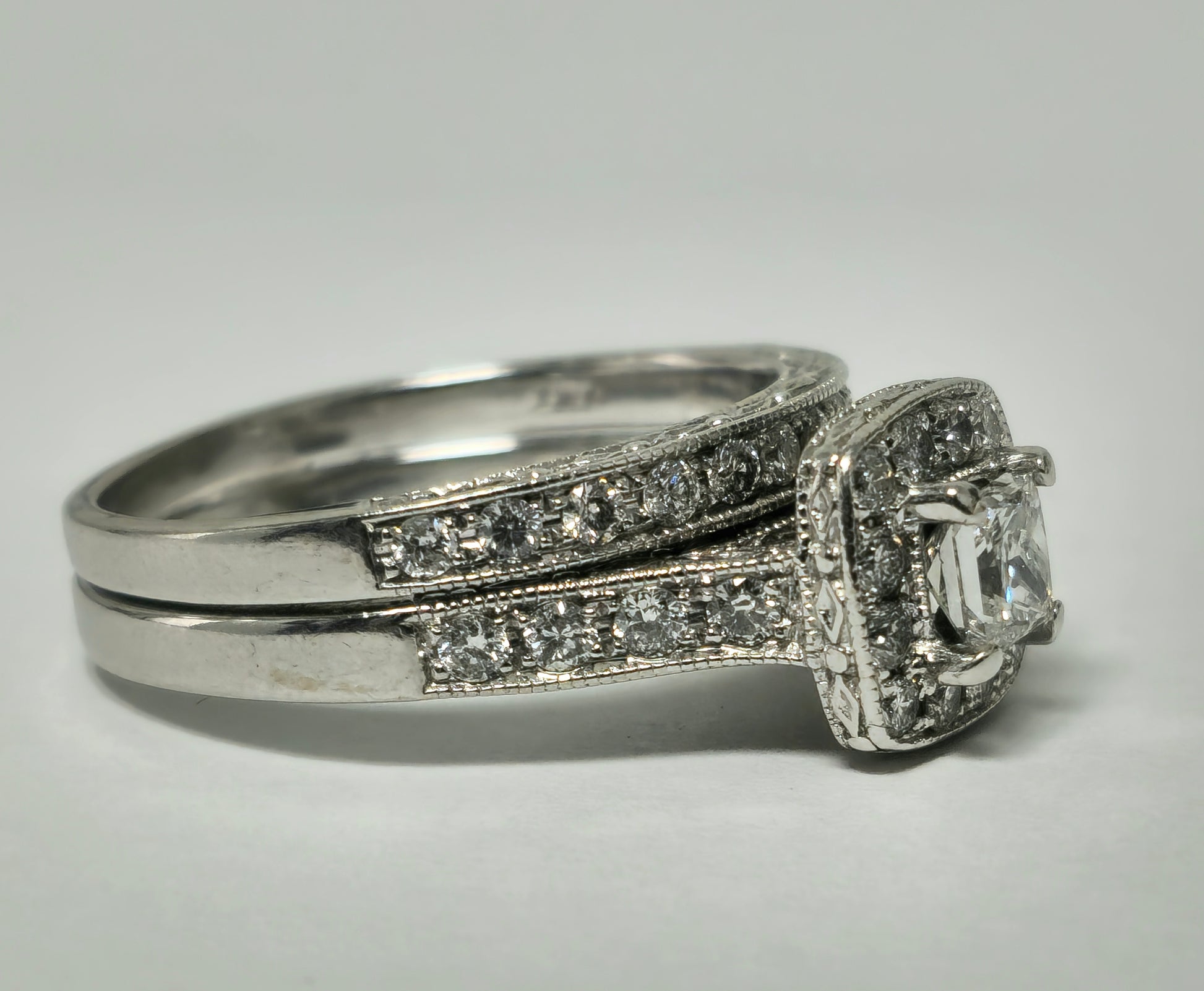 Natural Diamonds in 14k White Gold Engagement Ring - Pristine Diamonds