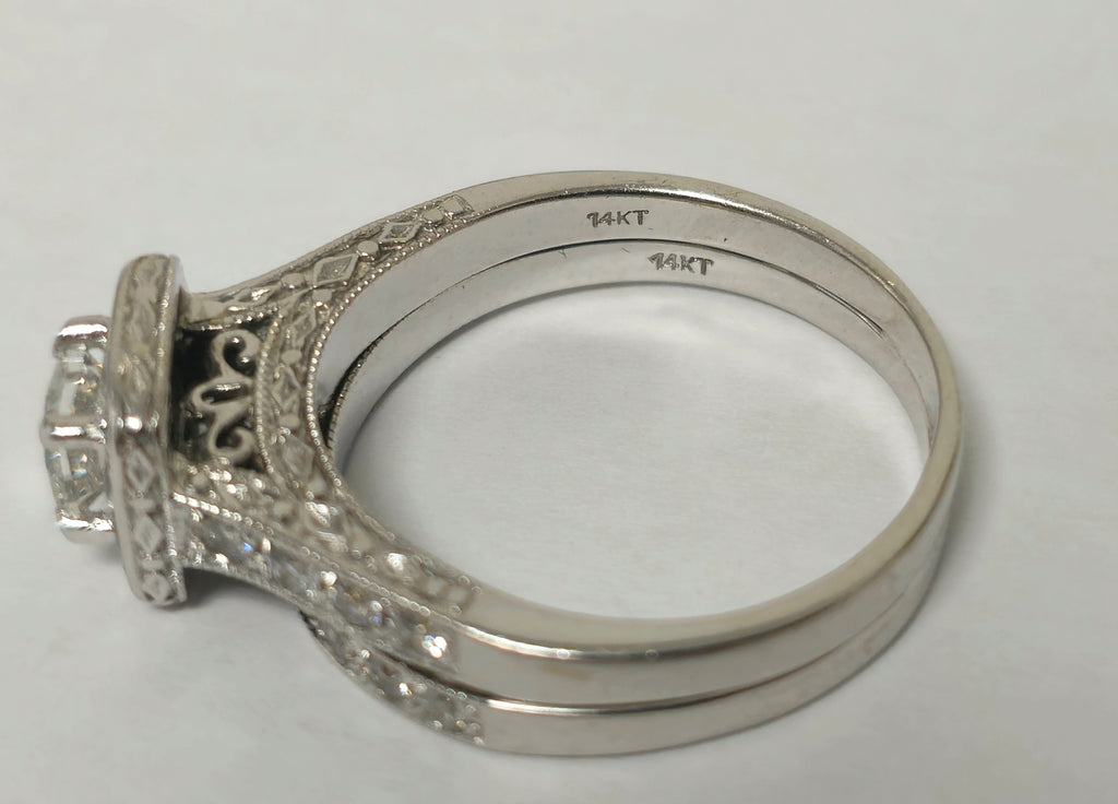 Natural Diamonds in 14k White Gold Engagement Ring - Pristine Diamonds