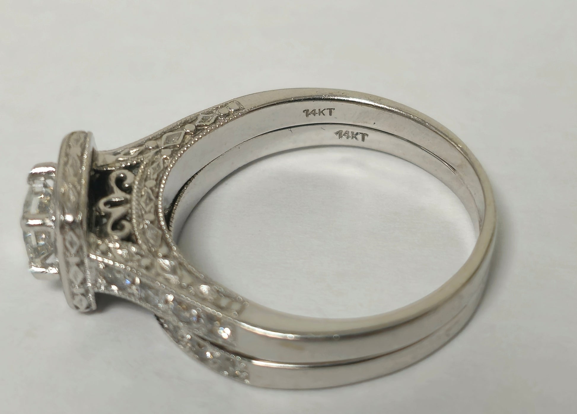 Natural Diamonds in 14k White Gold Engagement Ring - Pristine Diamonds