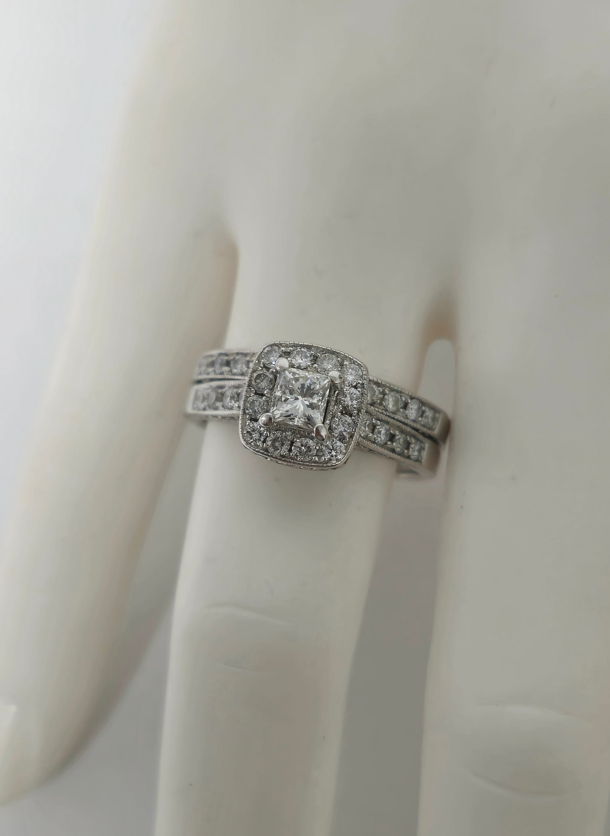 Natural Diamonds in 14k White Gold Engagement Ring - Pristine Diamonds