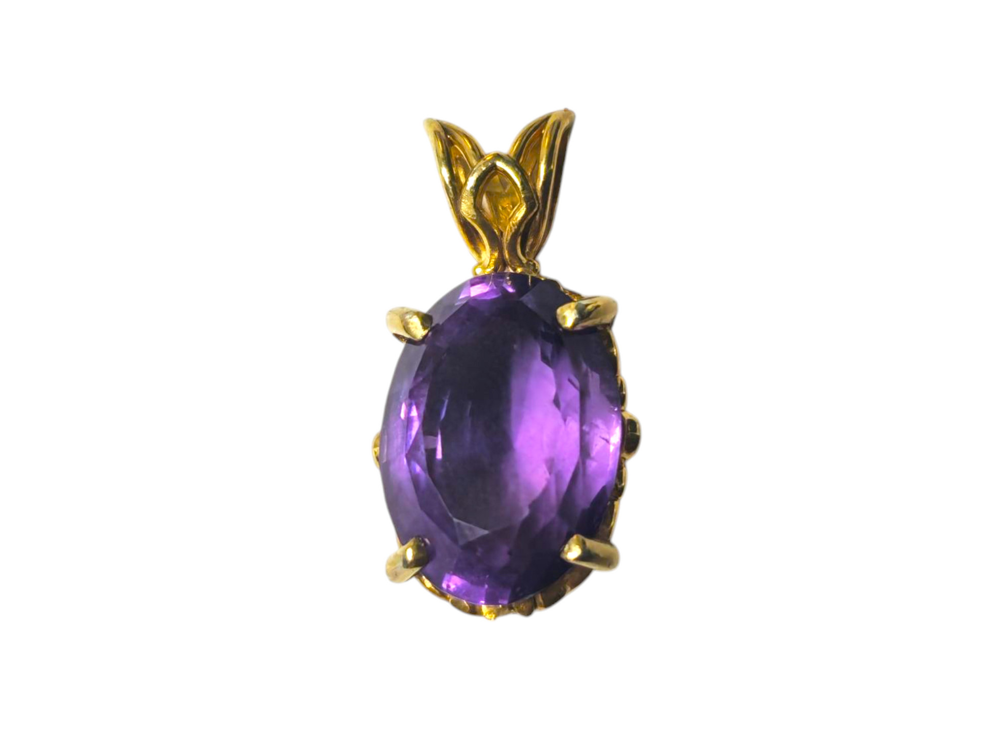 7 Carat Amethyst Pendant in 14k Gold